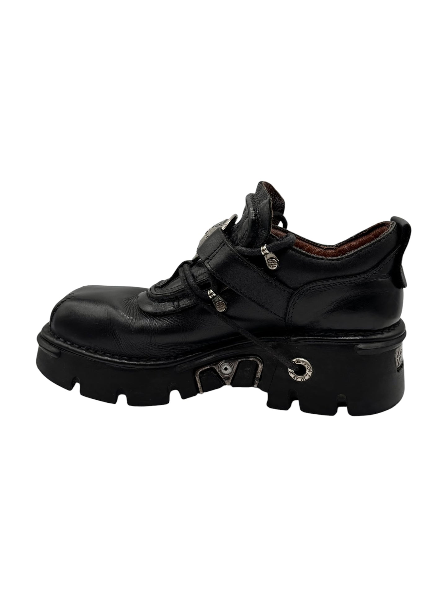 Vintage New Rock atom black leather platform boots