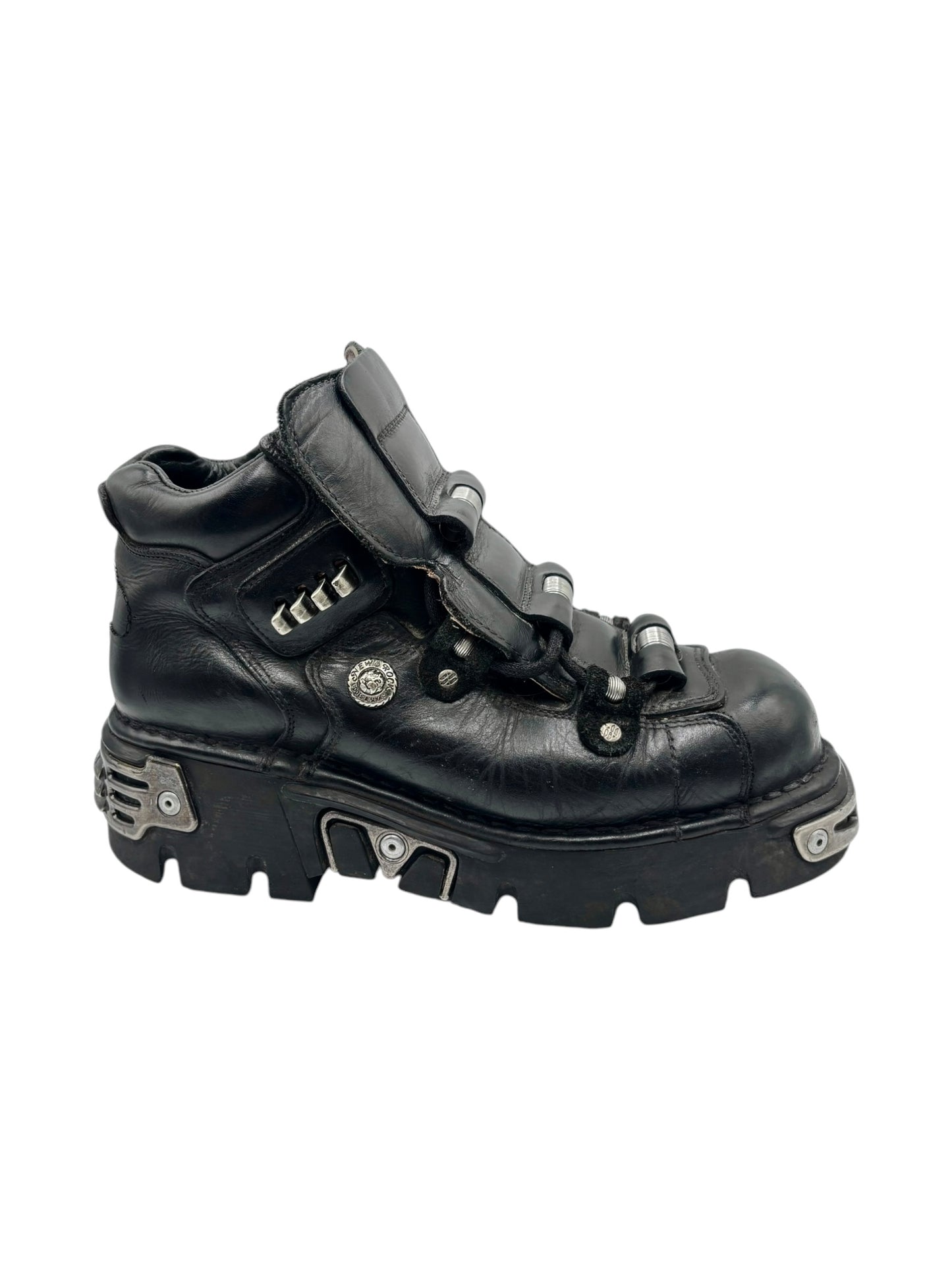 Vintage New Rock techno leather platform boots size 43