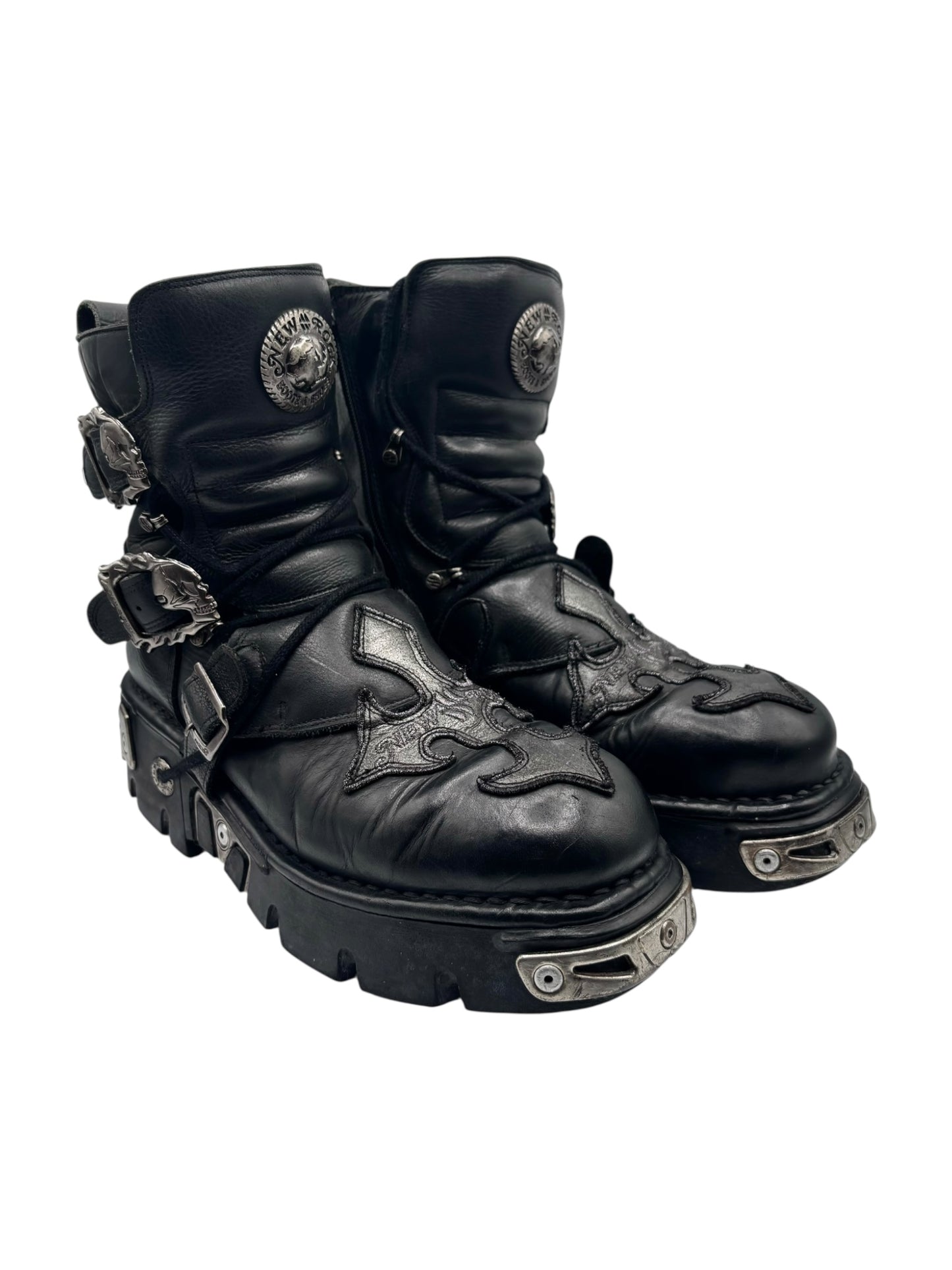 Vintage New Rock cross reactor leather platform boots size 44