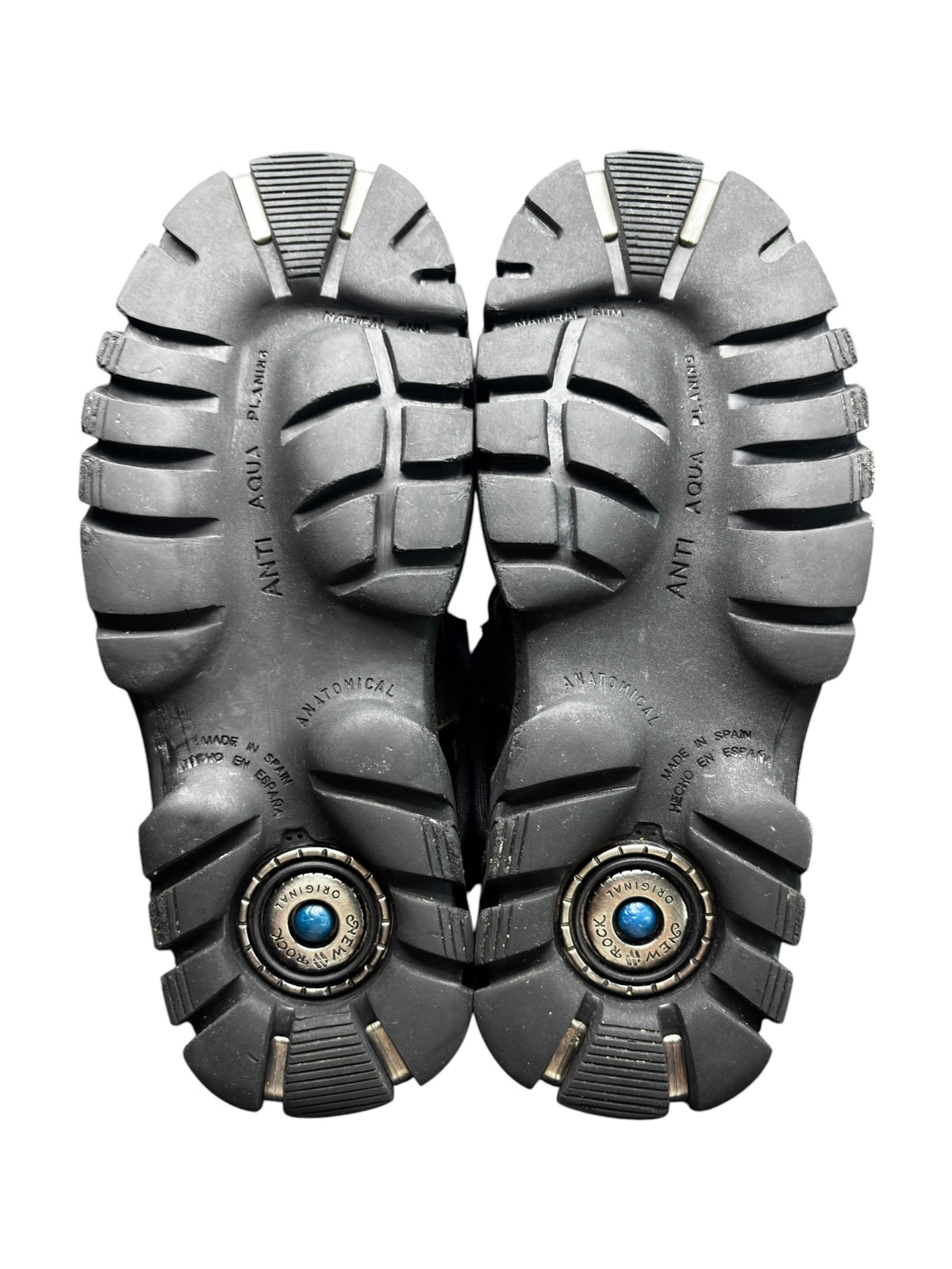 Pair of New Rock lug boot soles with wheel logo inserts