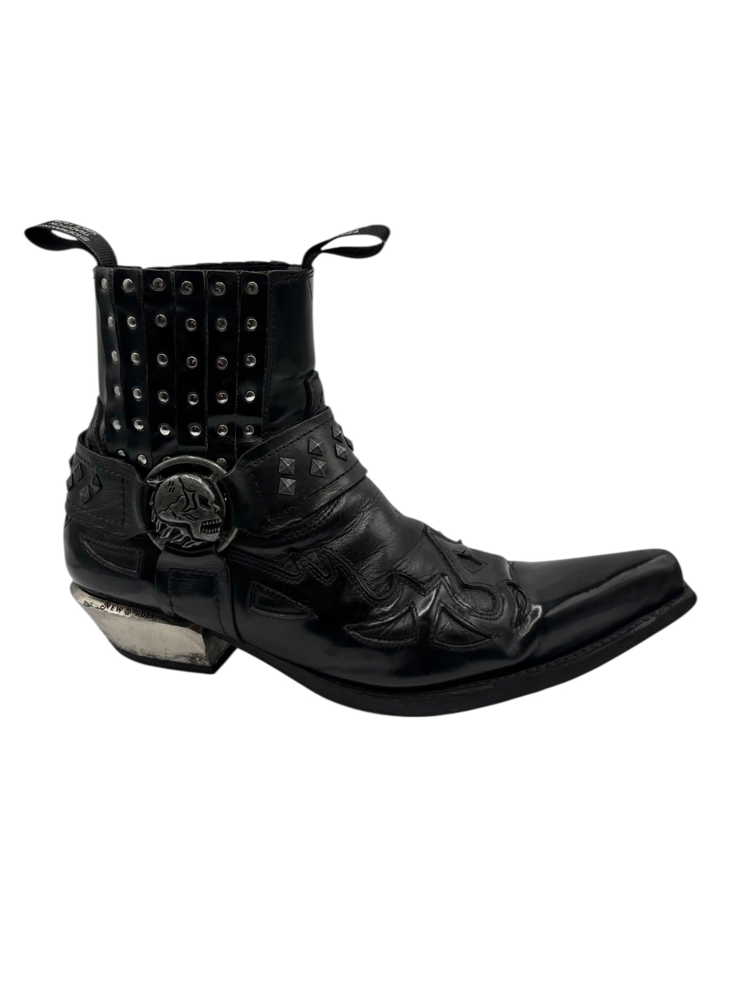 Vintage New Rock black leather cowboy boots size 45