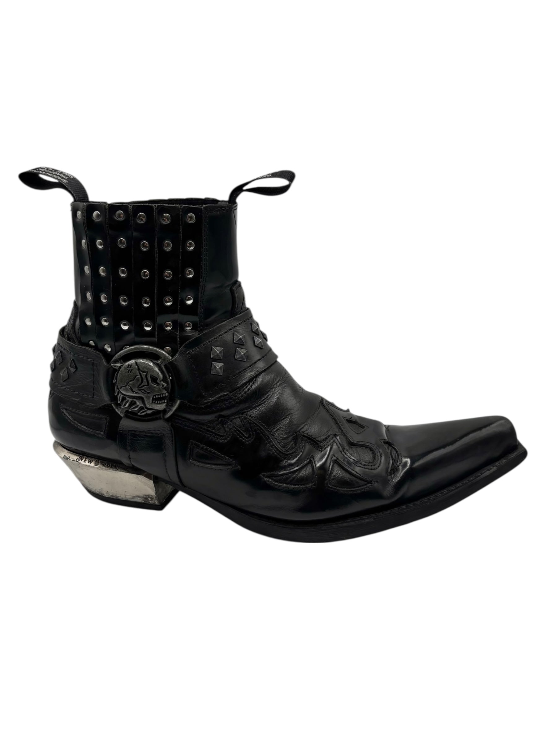 Vintage New Rock black leather cowboy boots size 45