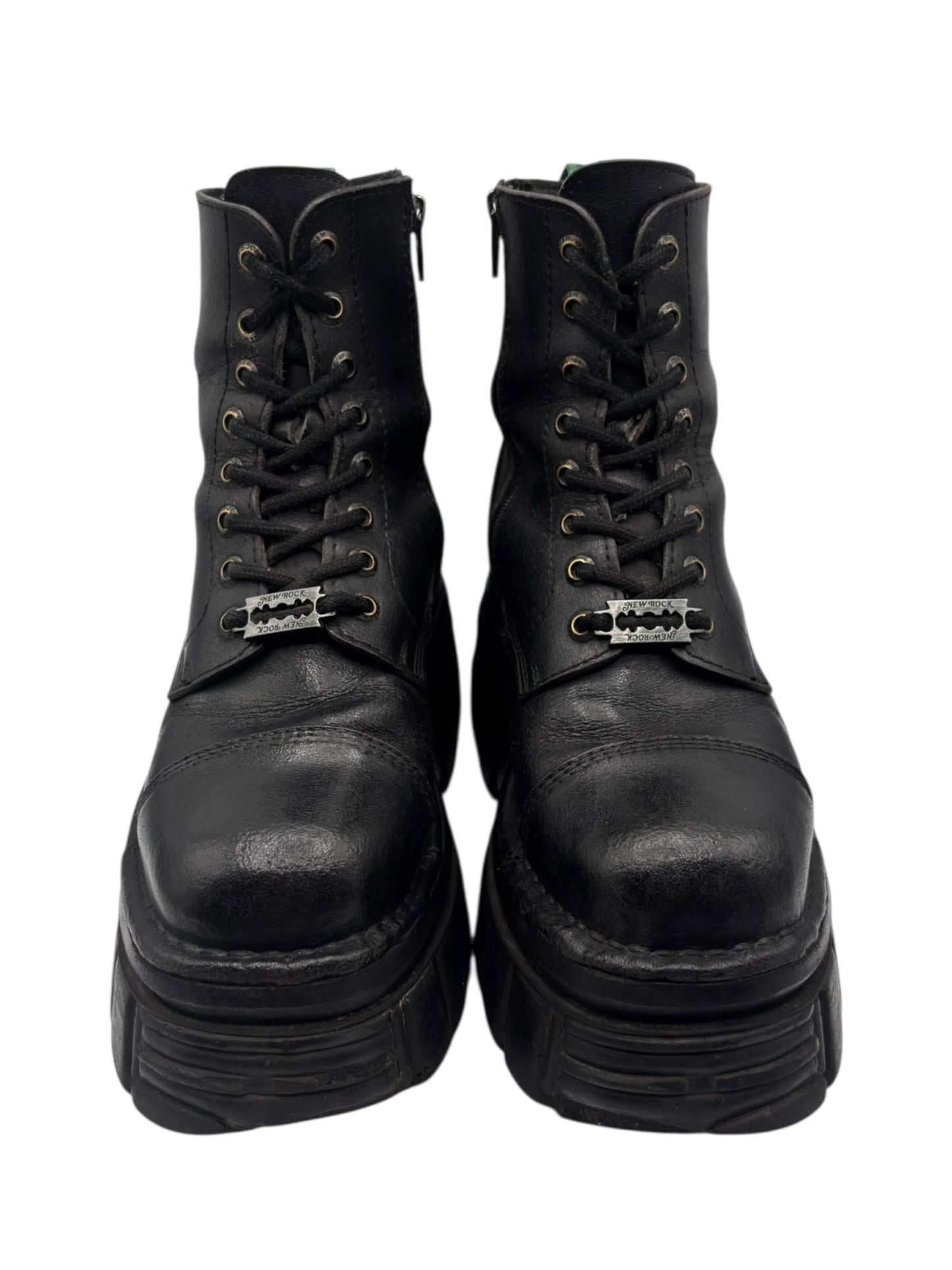 New Rock mili lace-up leather platform boots size 37