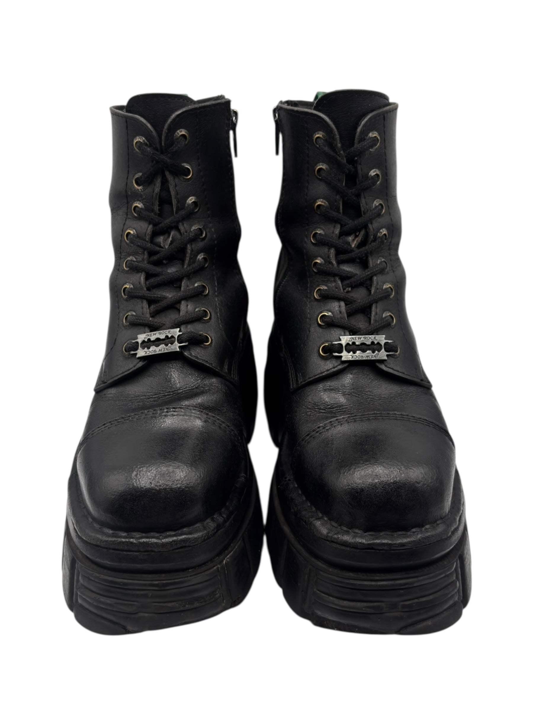 New Rock mili lace-up leather platform boots size 37