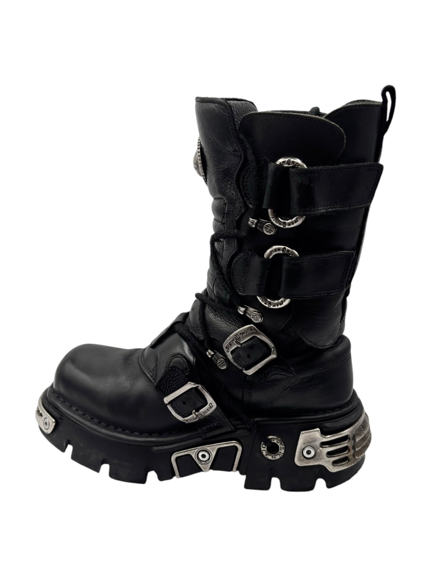 Vintage New Rock reactor mid-calf leather boots
