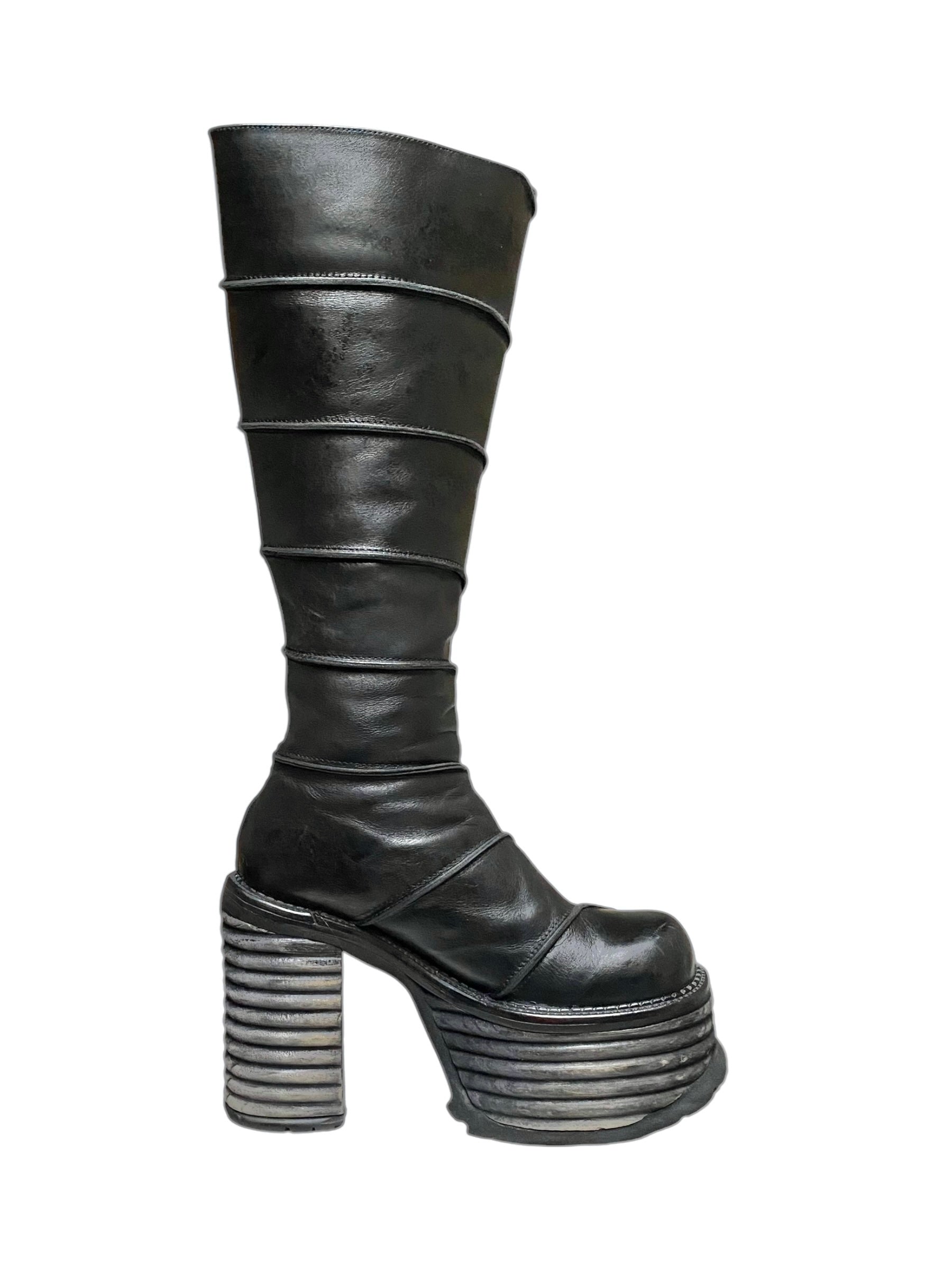 Vintage El Dantes block platform leather boots size 37