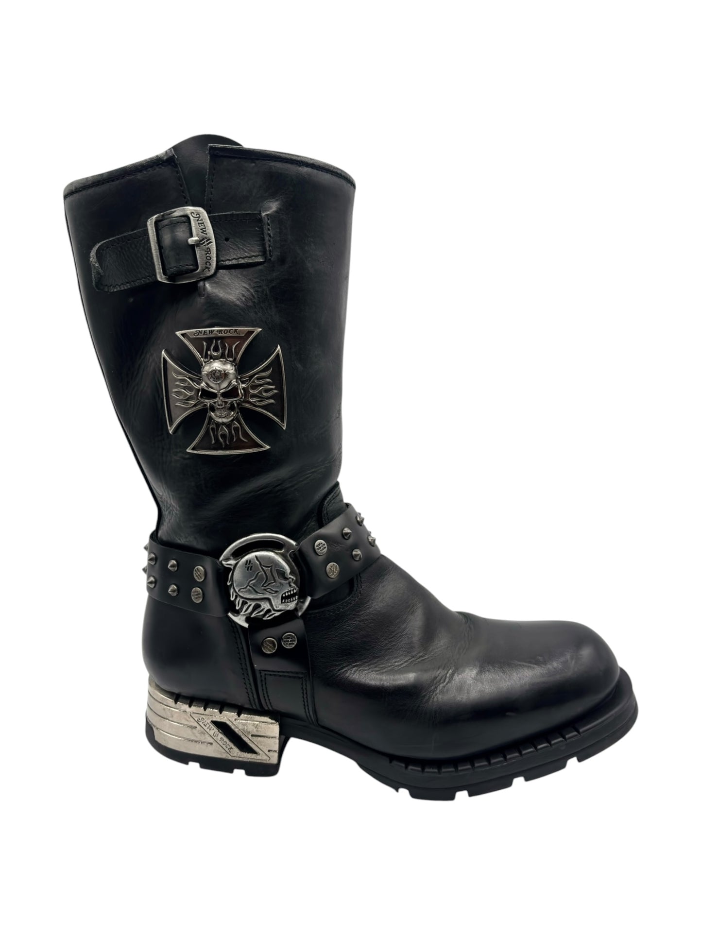 Vintage New Rock leather biker boots