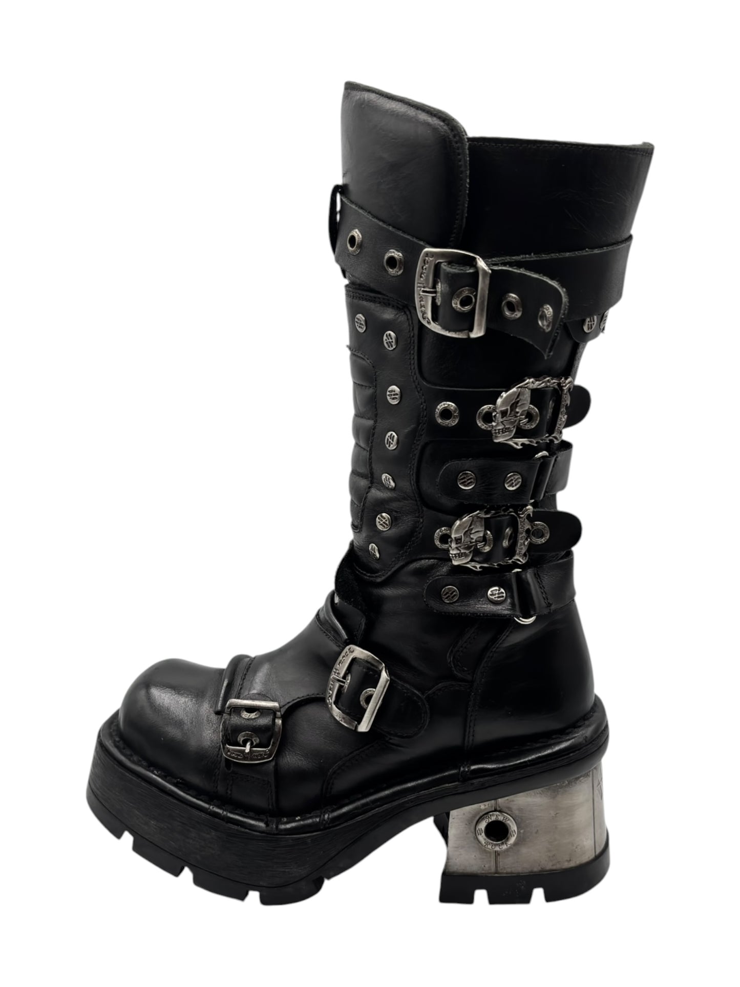 Vintage New Rock knee high studded leather boots