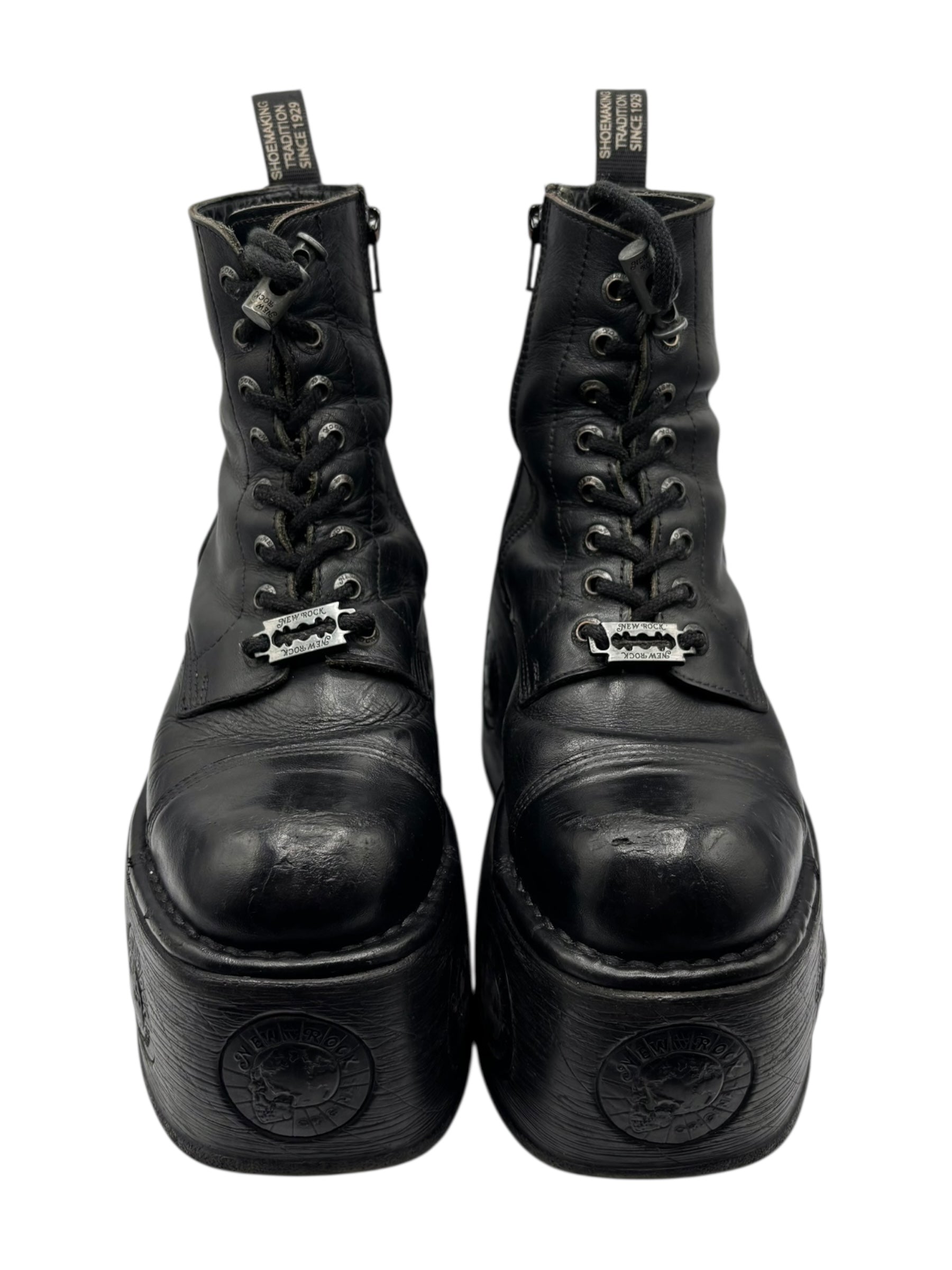 New Rock neptuno mili lace-up leather platform boots size 38