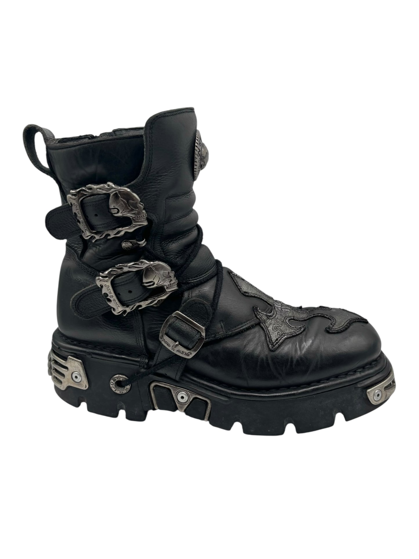 Vintage New Rock cross reactor leather platform boots size 44