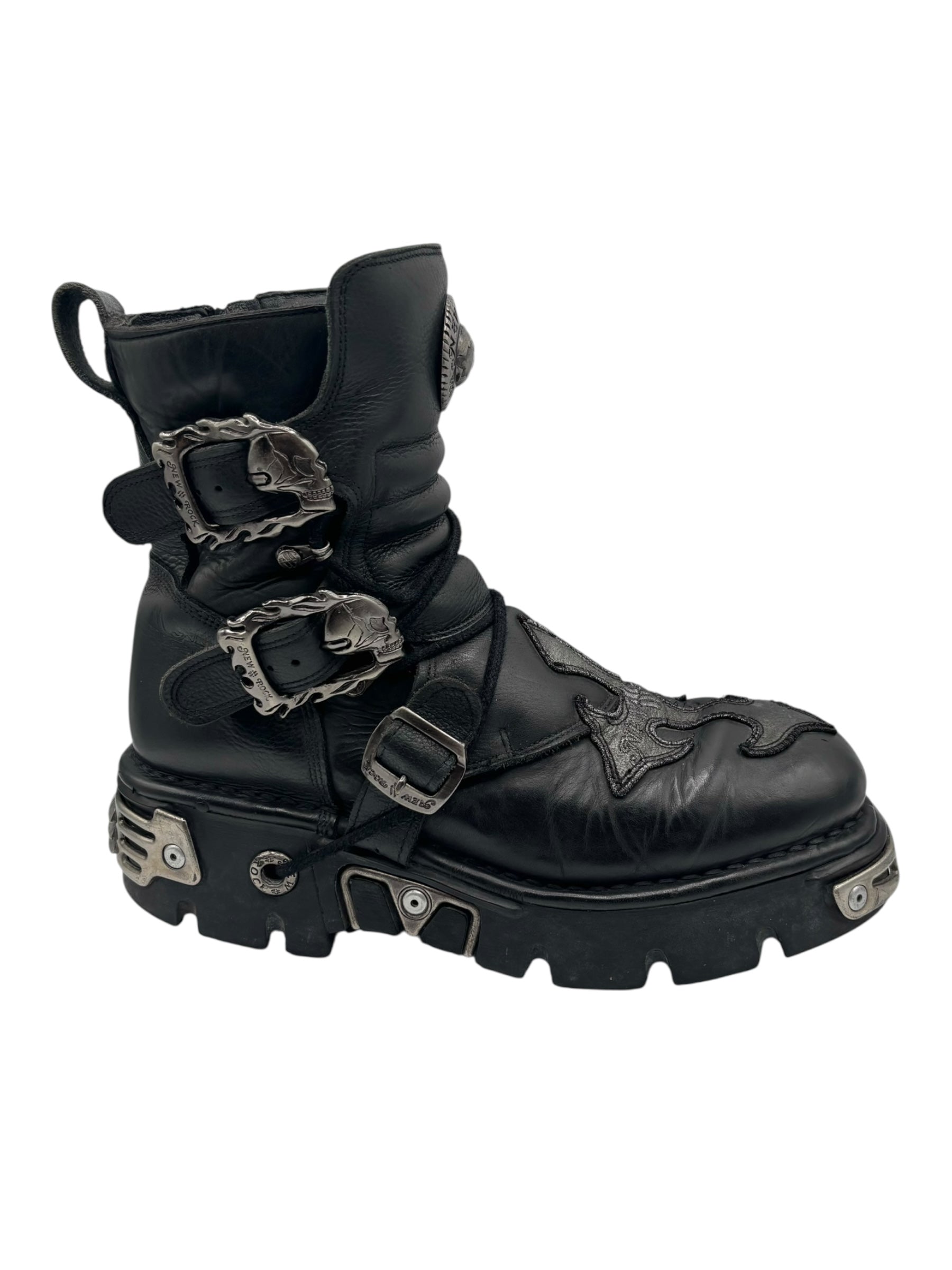 Vintage New Rock cross reactor leather platform boots size 44