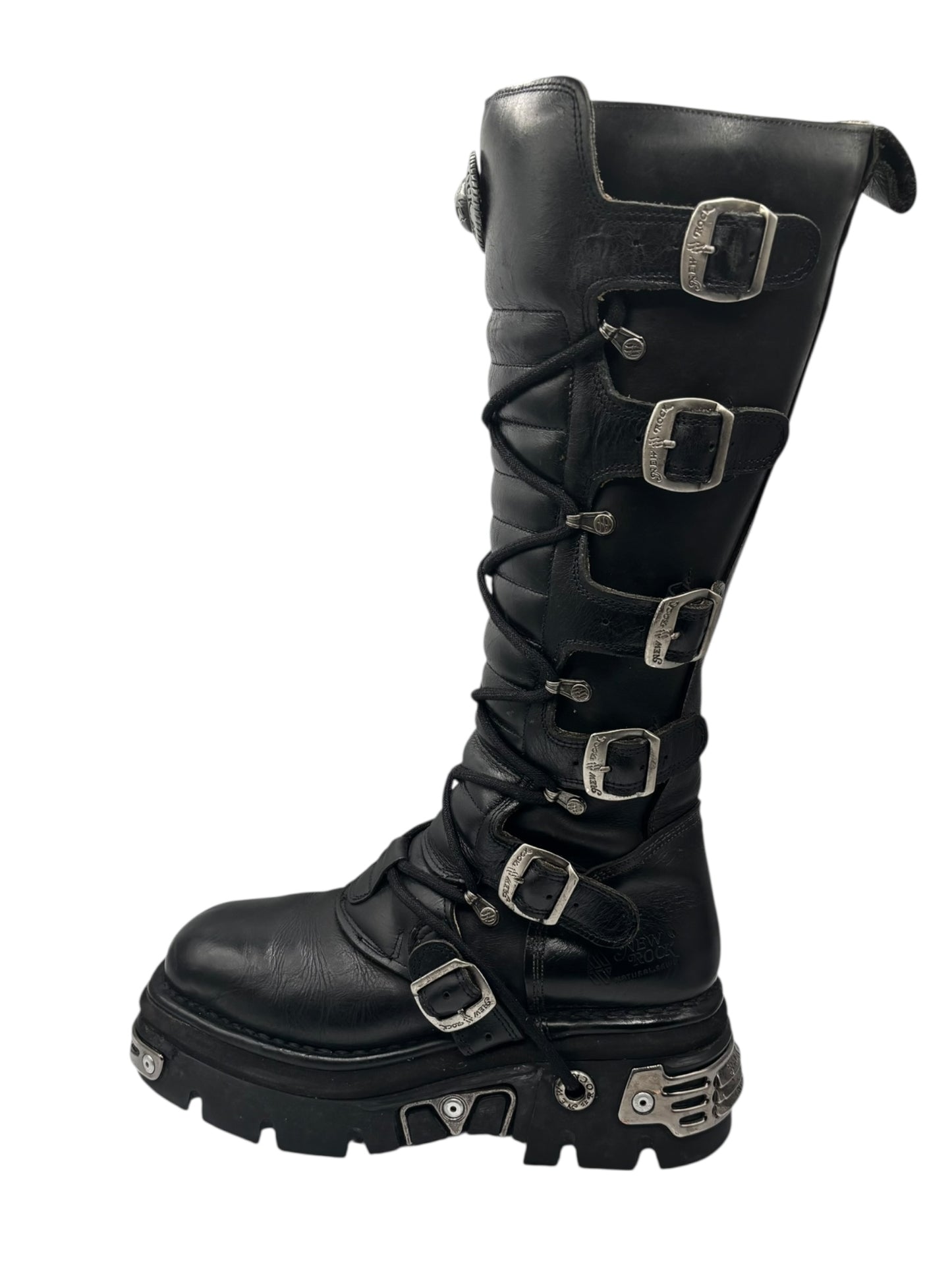 Vintage New Rock knee high reactor leather boots size 42