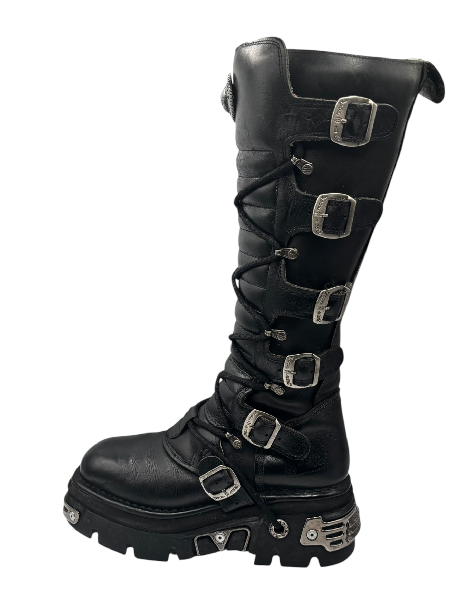 Vintage New Rock knee high reactor leather boots size 42