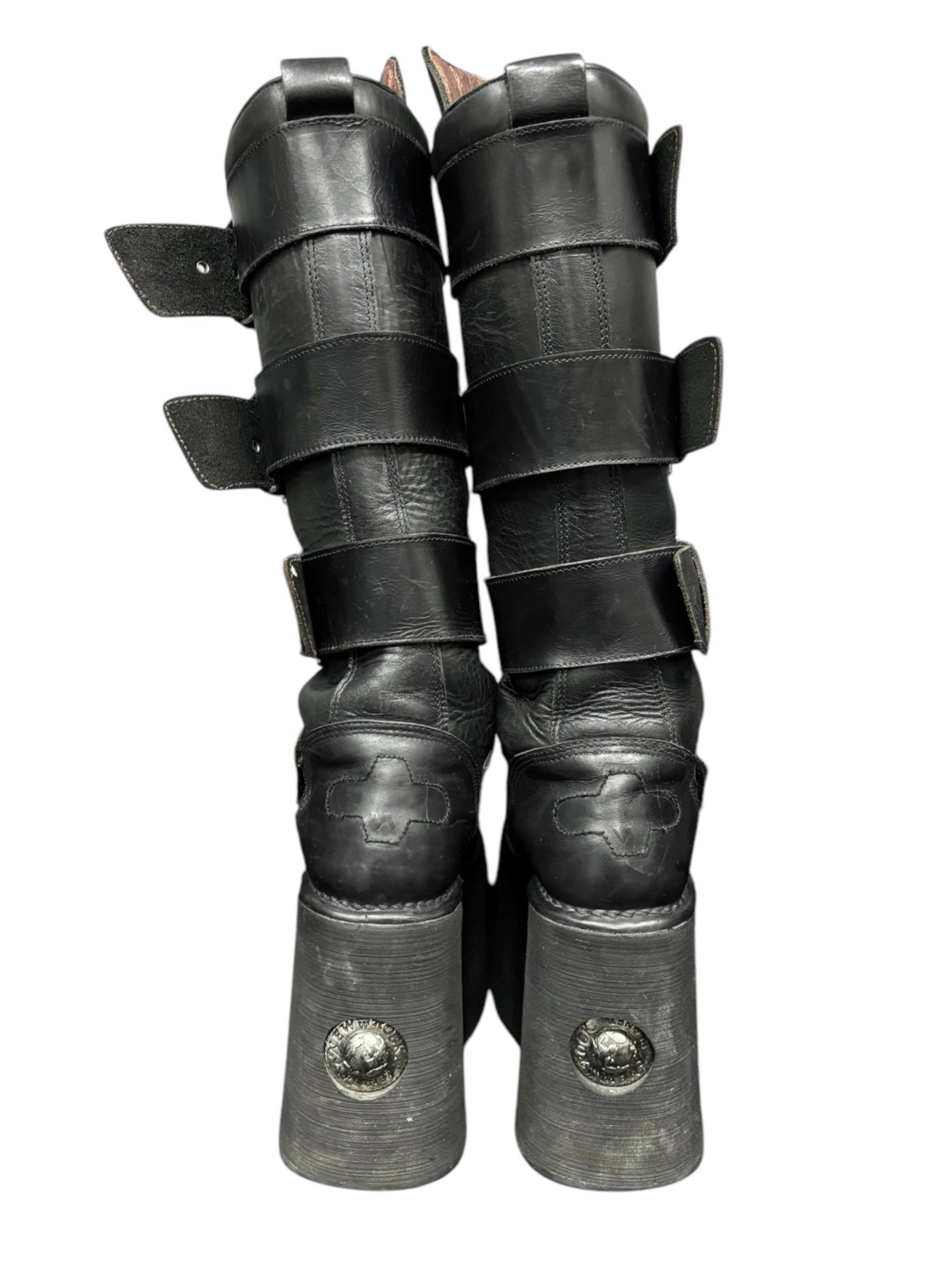 Vintage 90s New Rock knee-high neptuno platform boots size 40