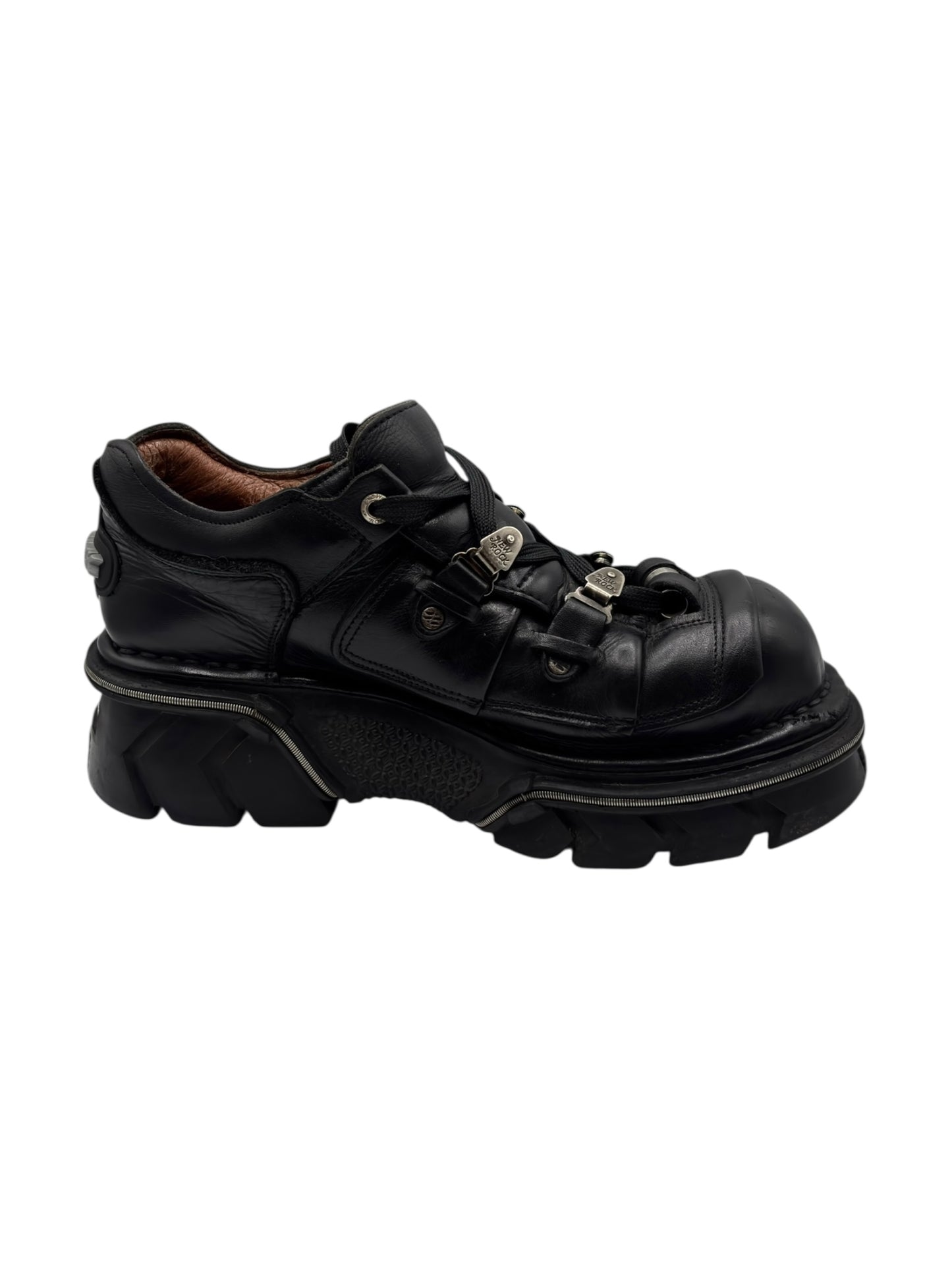 Vintage New Rock avant garde lace-up leather platform boots size 42