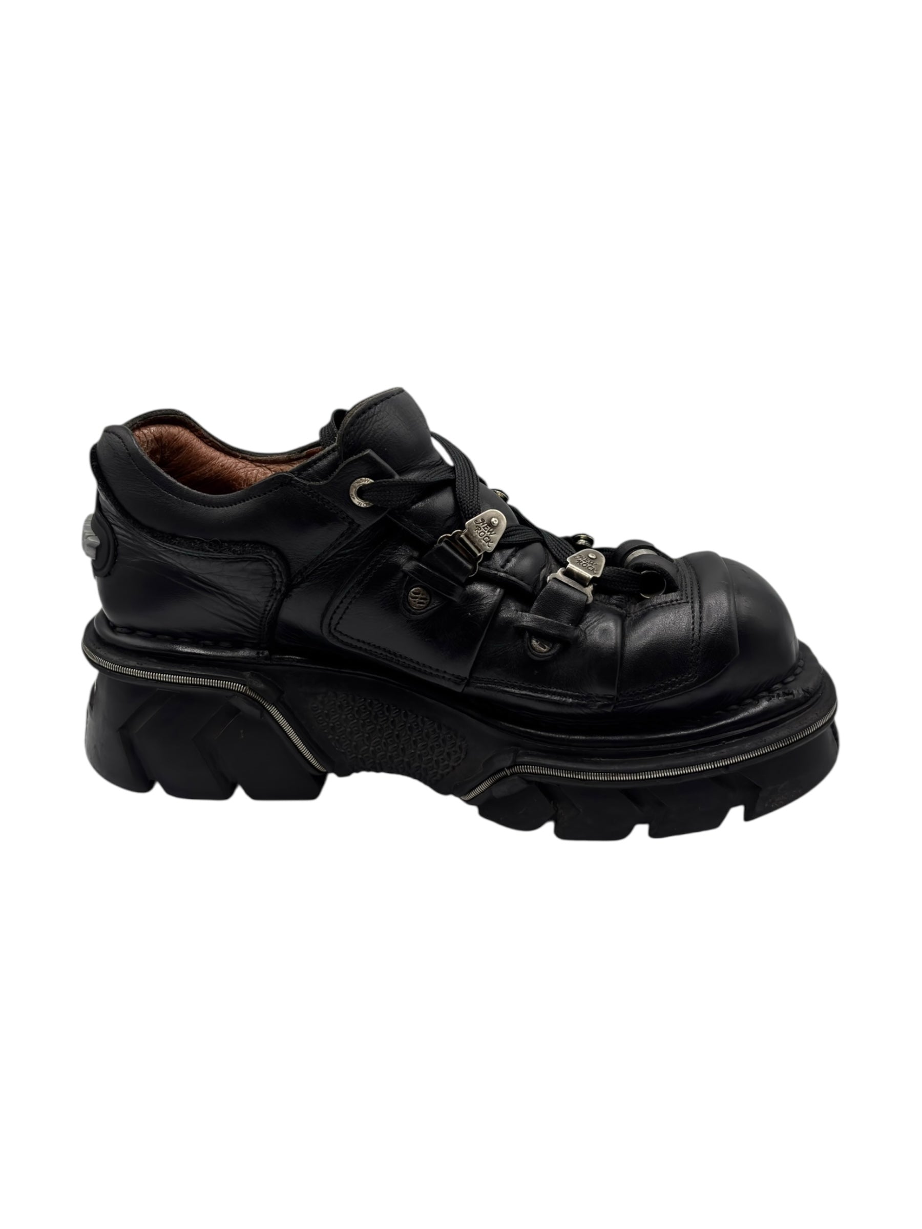 Vintage New Rock avant garde lace-up leather platform boots size 42