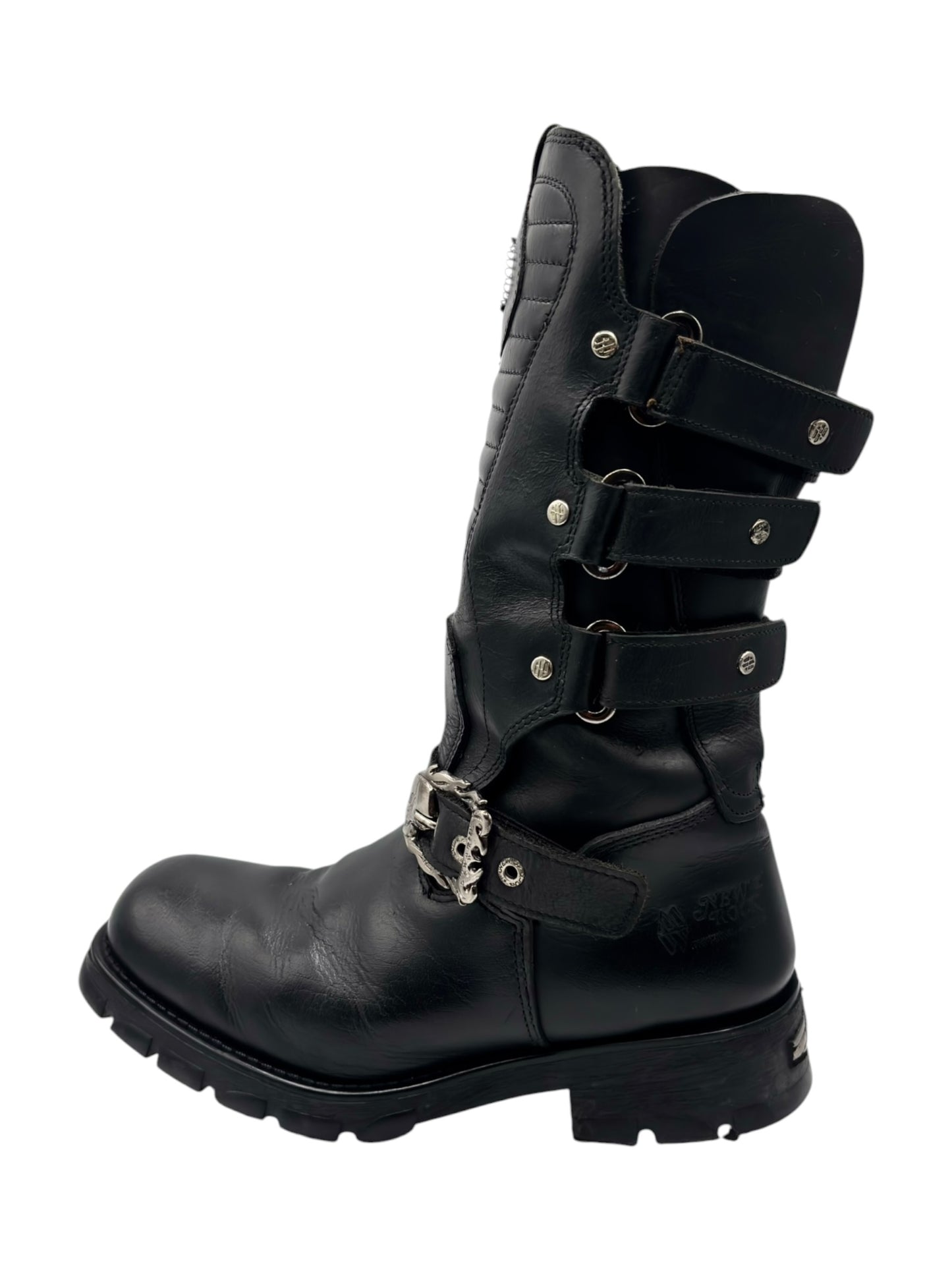 Vintage New Rock mid-calf leather biker boots