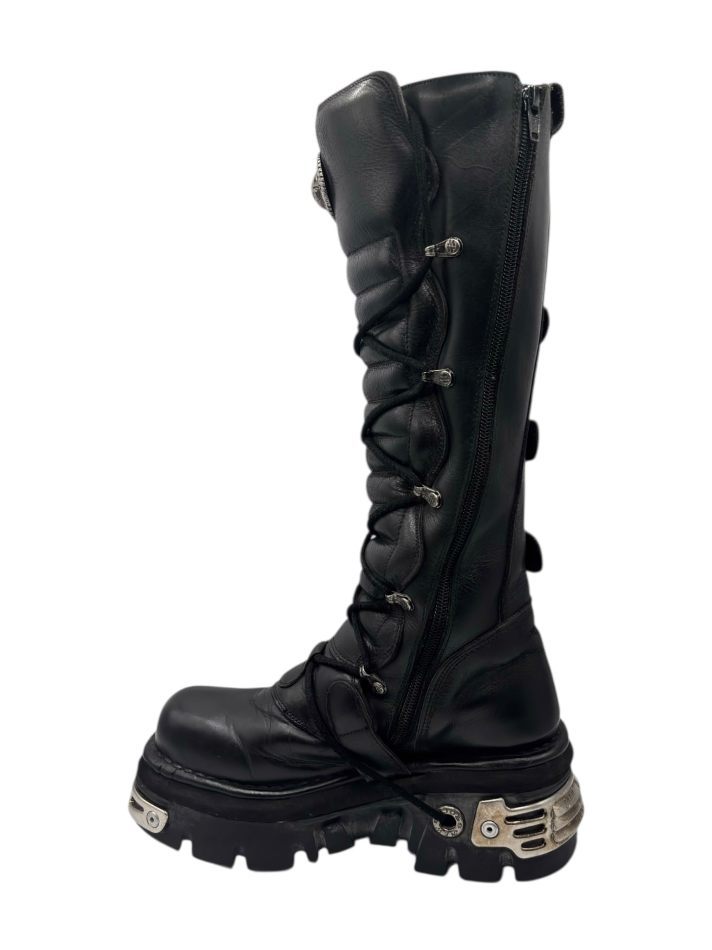Vintage New Rock knee high reactor leather boots size 38