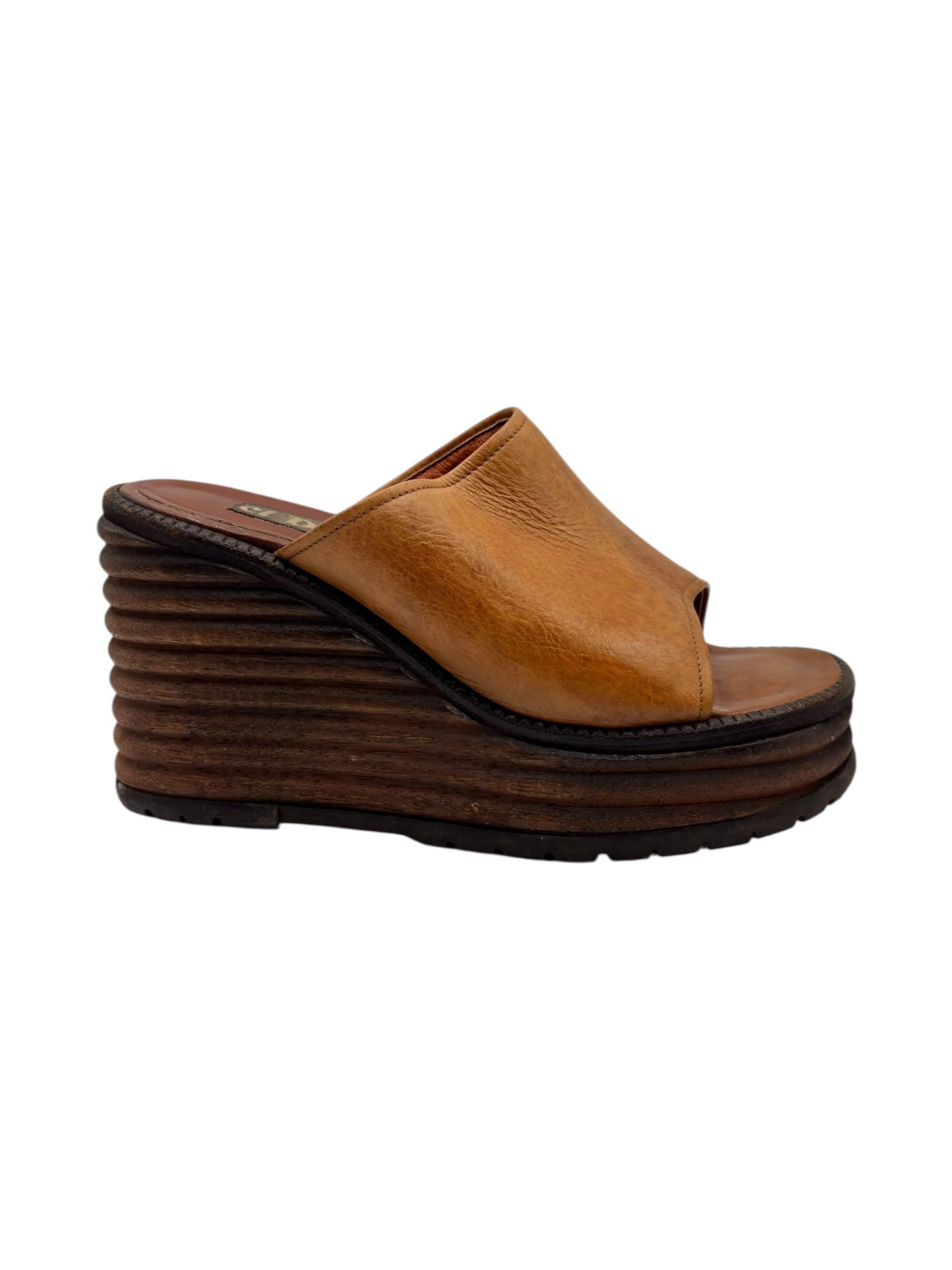 Vintage El Dantes brown block platform sandals size 36