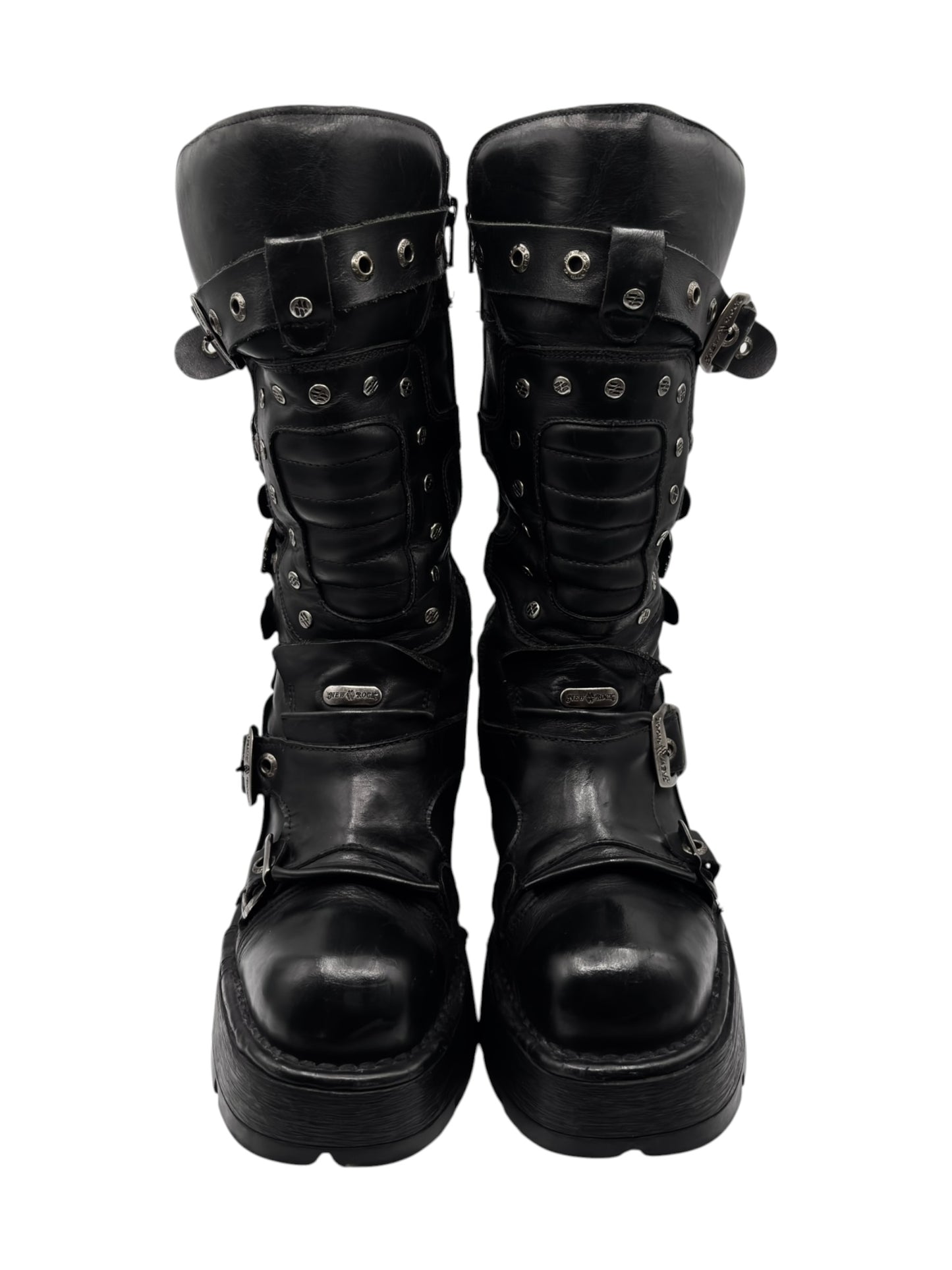 Vintage New Rock knee high studded leather boots