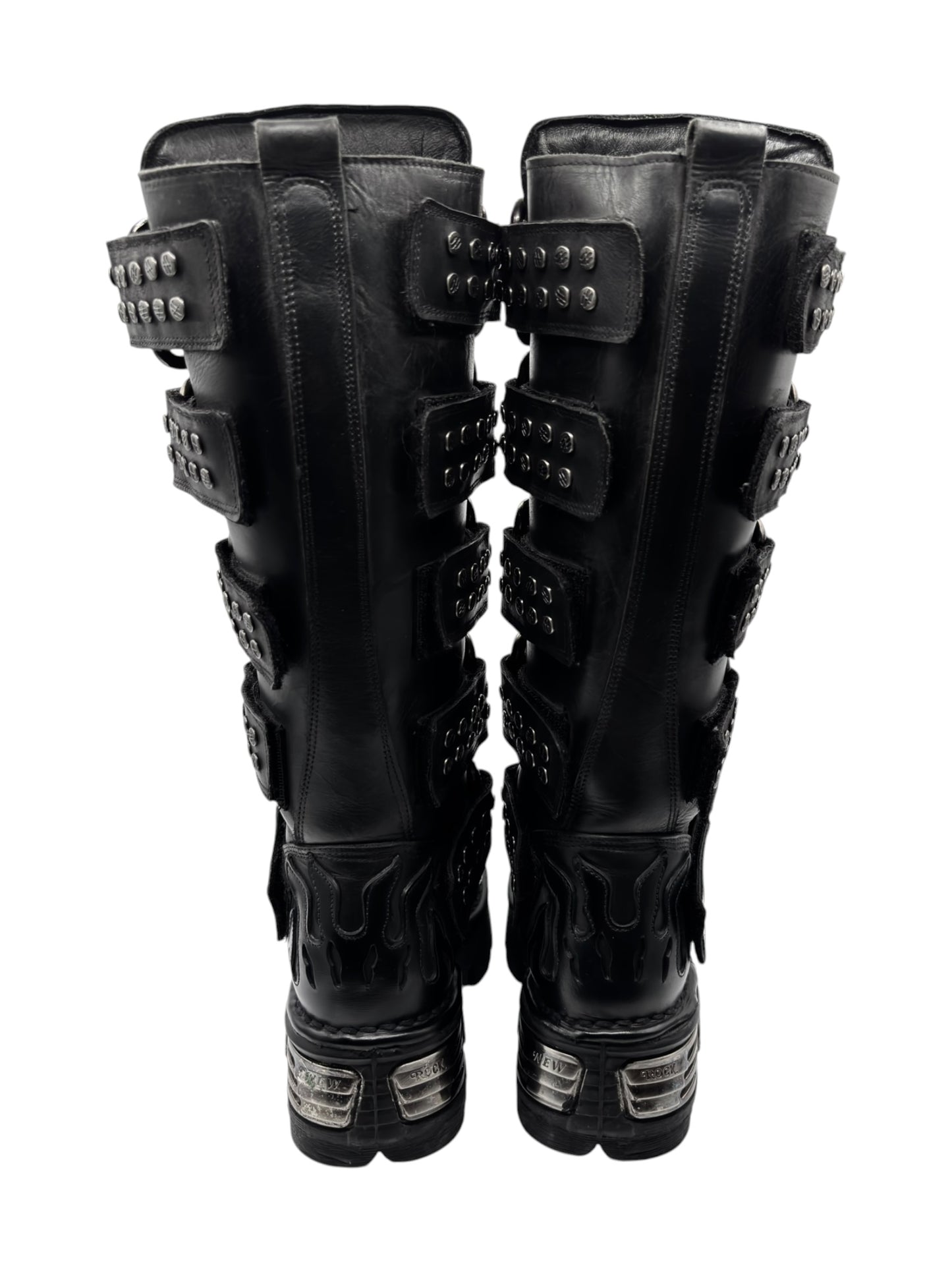 Vintage New Rock knee high studded demon leather boots