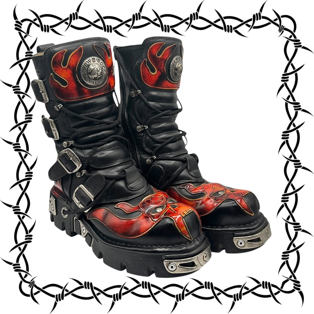 Vintage New Rock reactor flame boots size 38
