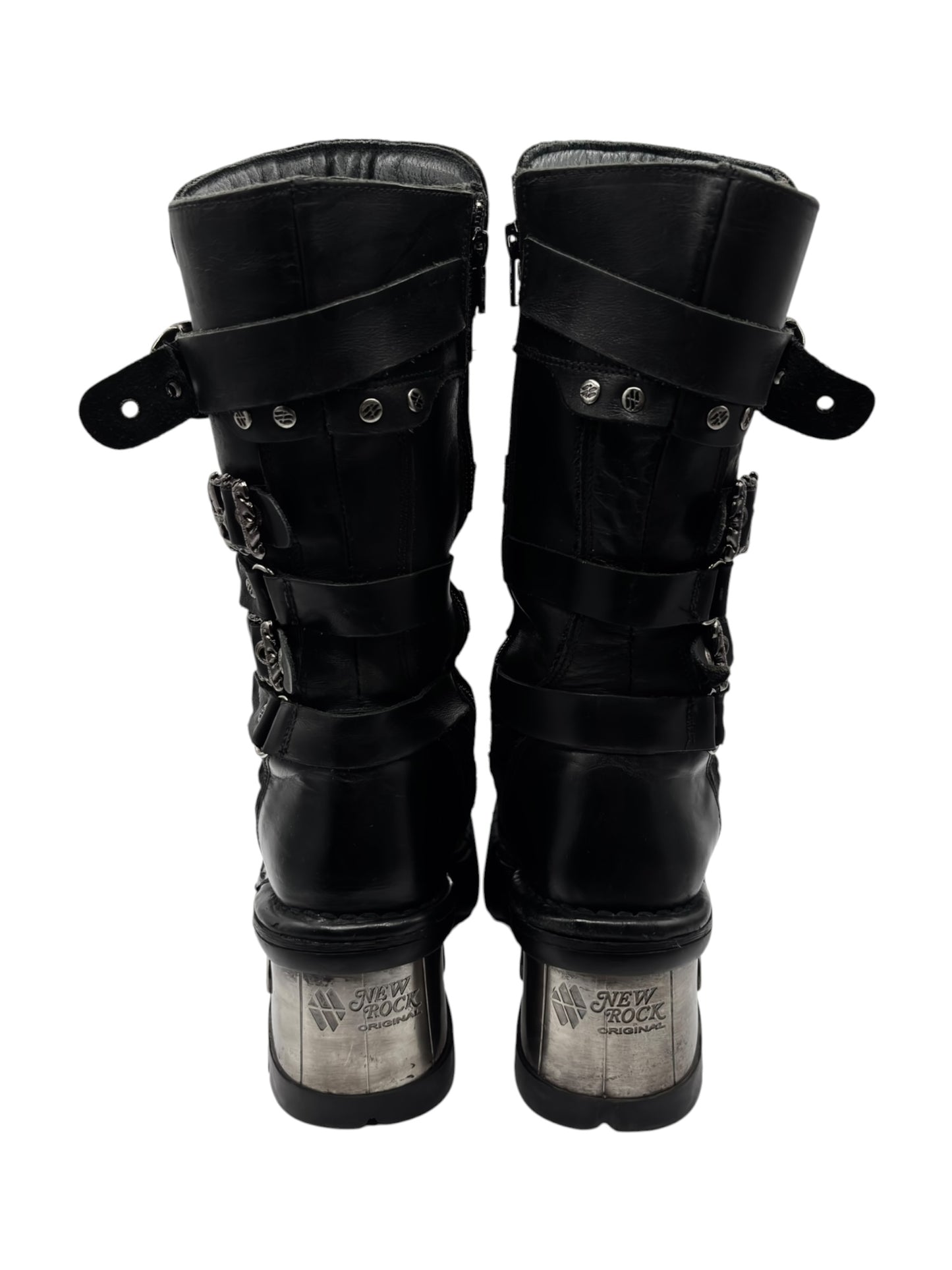 Vintage New Rock knee high studded leather boots