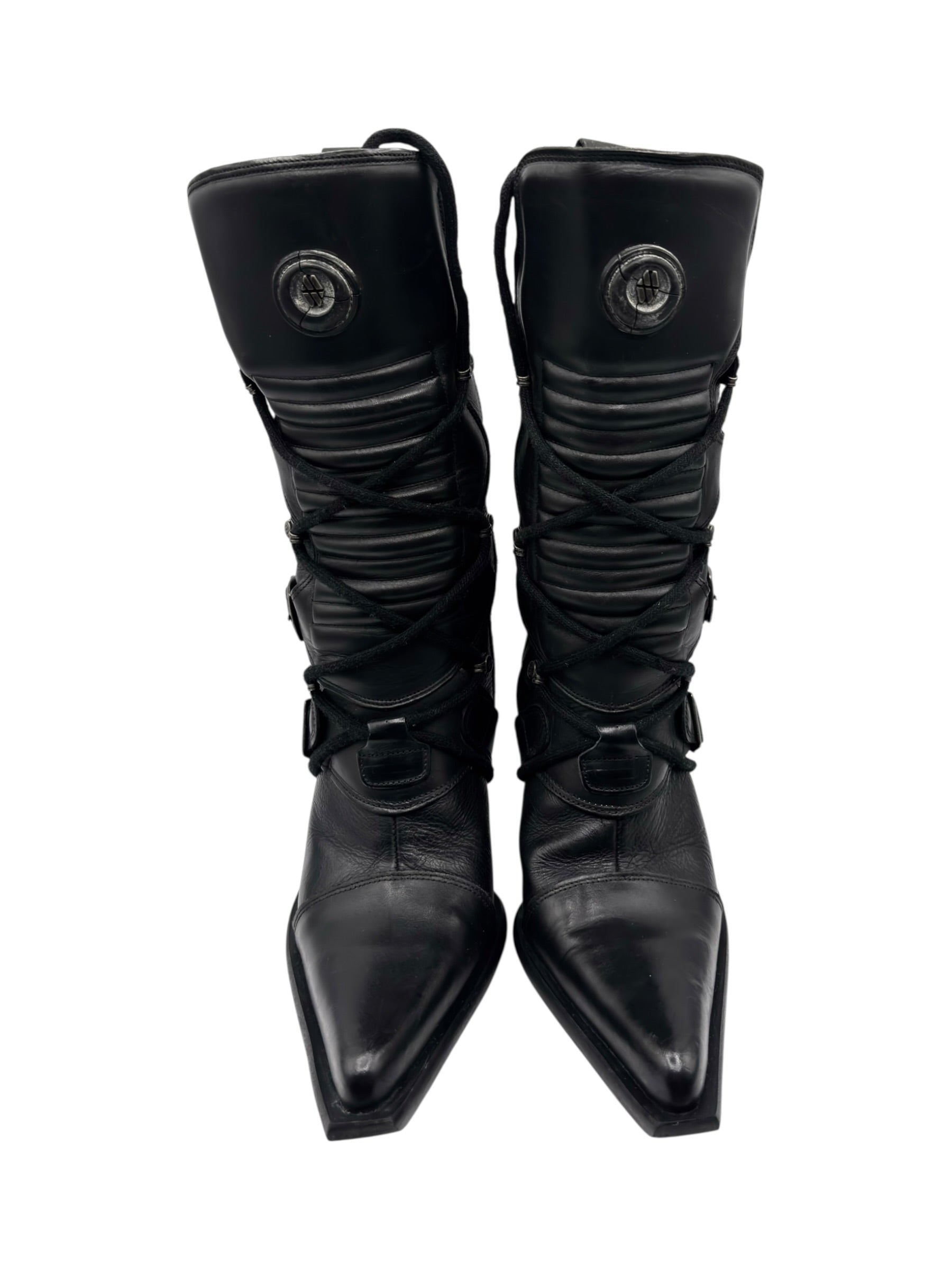 Vintage New Rock biker heels size 38