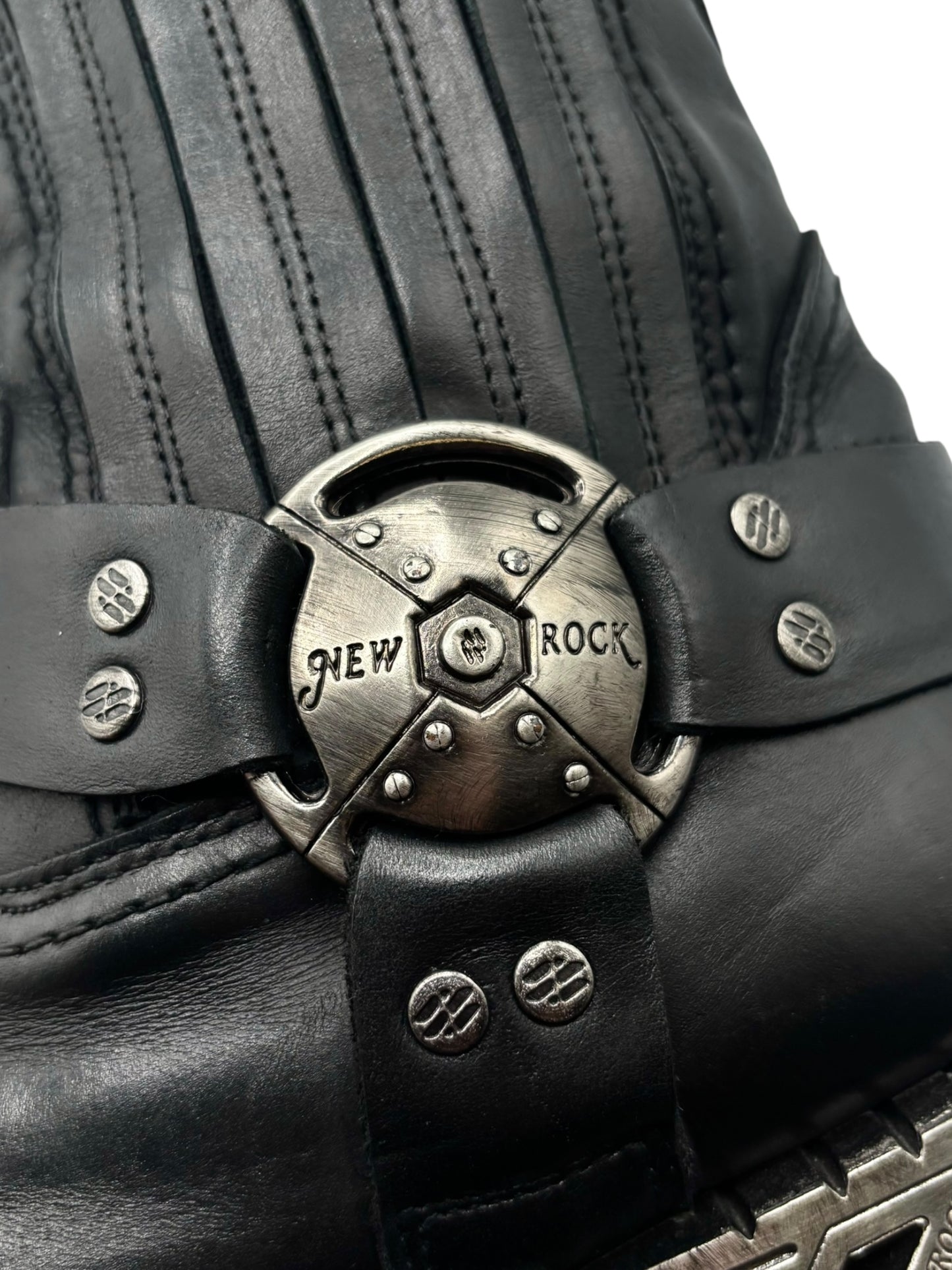 Vintage New Rock leather biker boots size 43