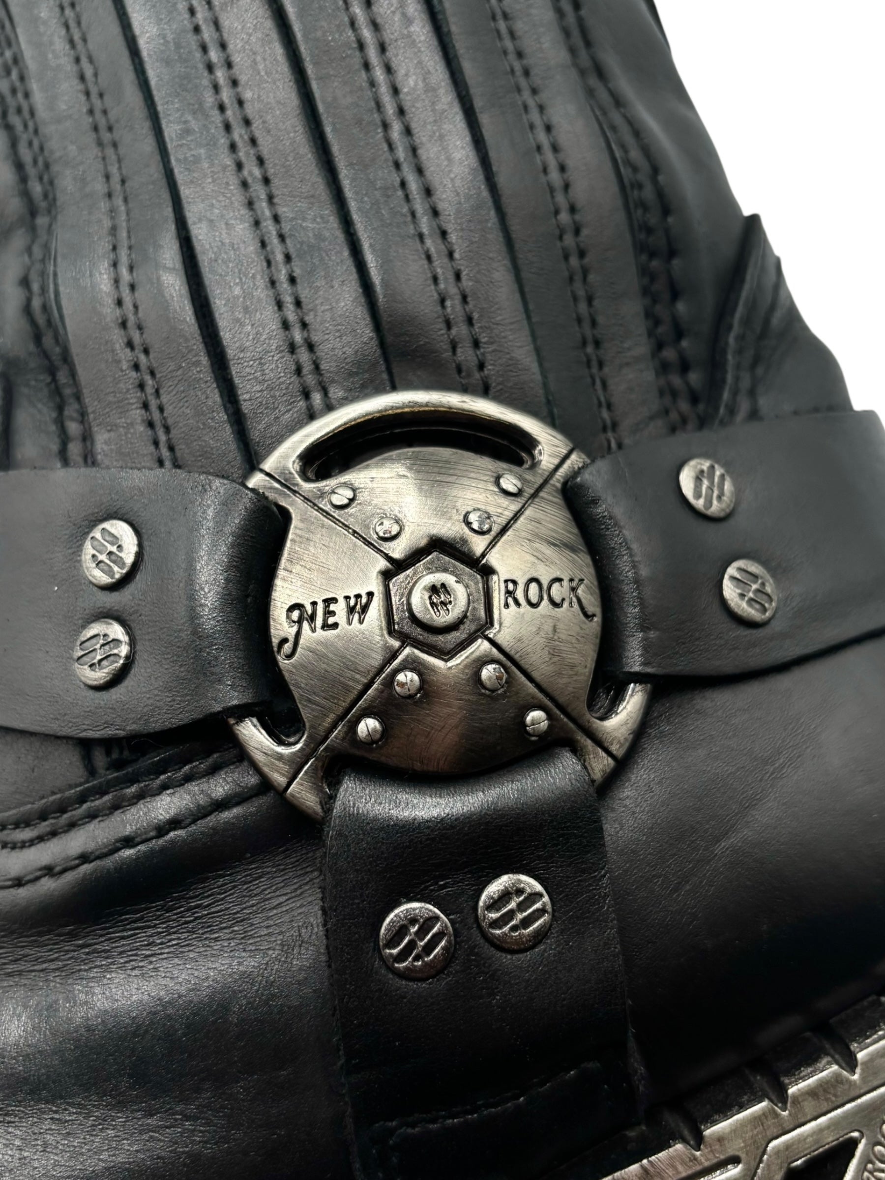 Vintage New Rock leather biker boots size 43