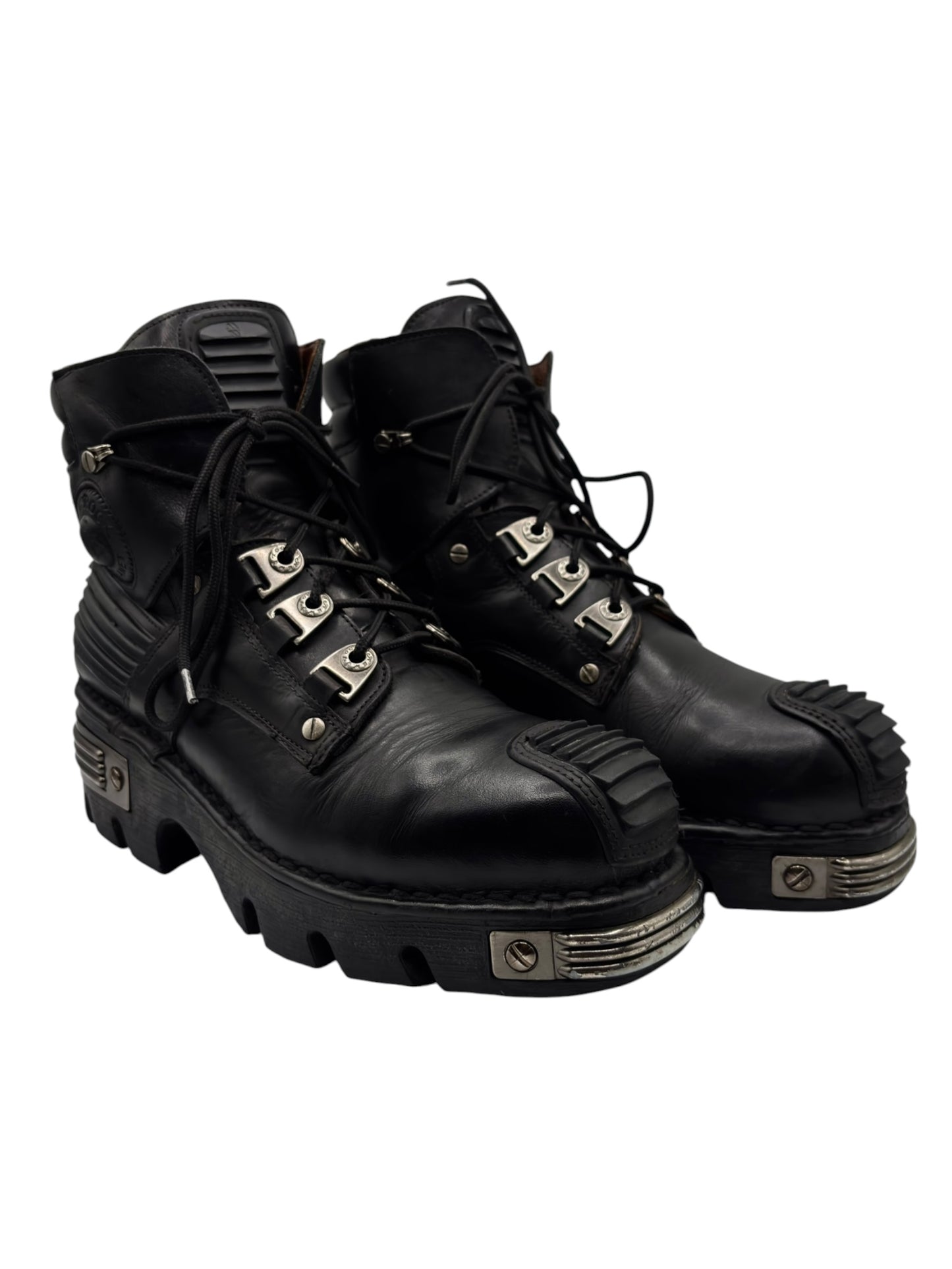 Vintage New Rock lace-up reactor leather platform boots