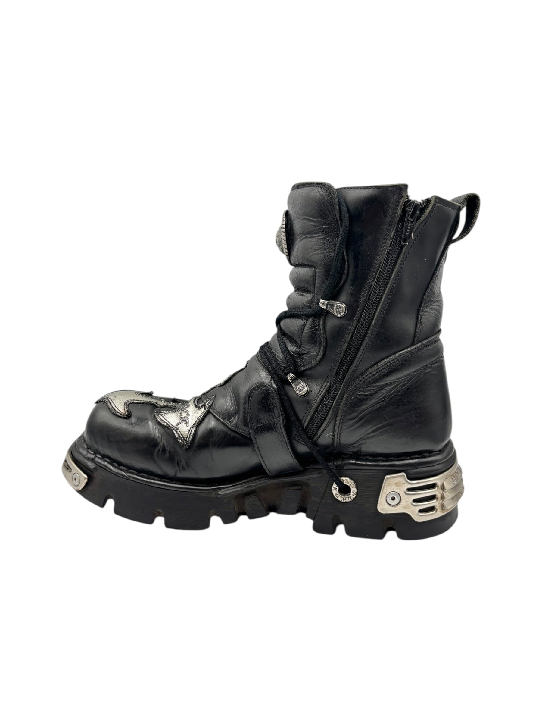 Vintage New Rock cross reactor leather platform boots size 43
