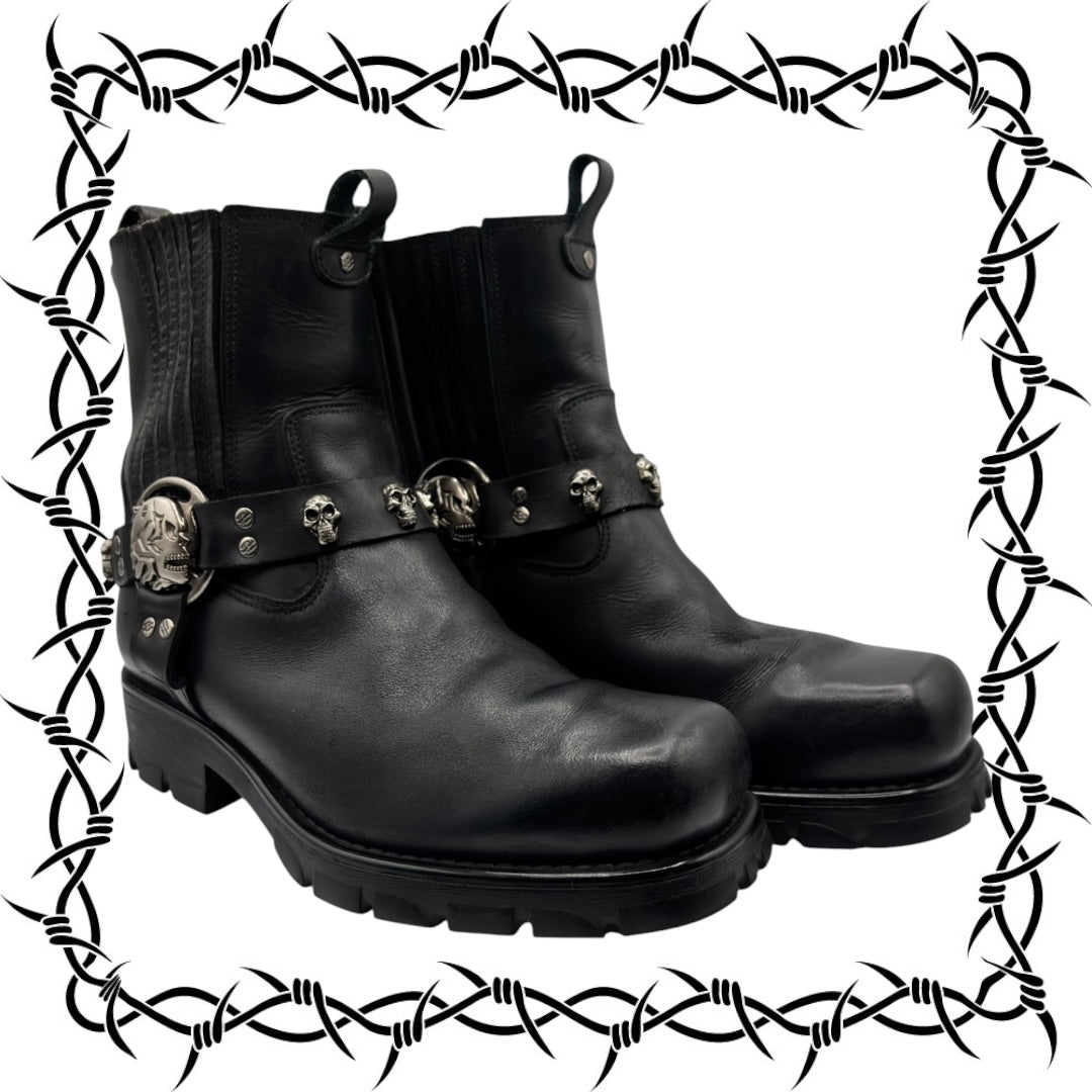 Vintage New Rock leather biker boots