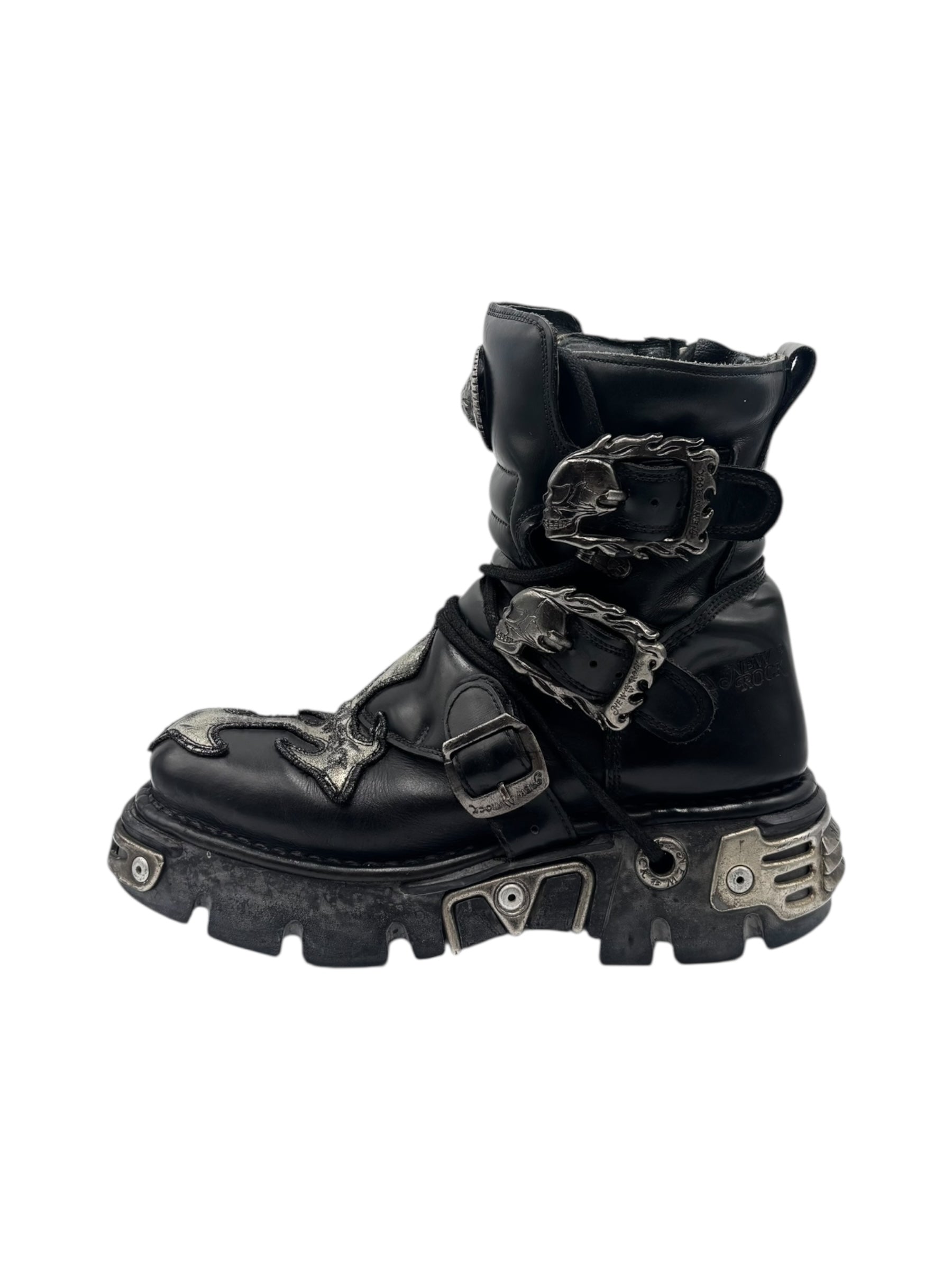 Vintage New Rock cross reactor leather platform boots size 39