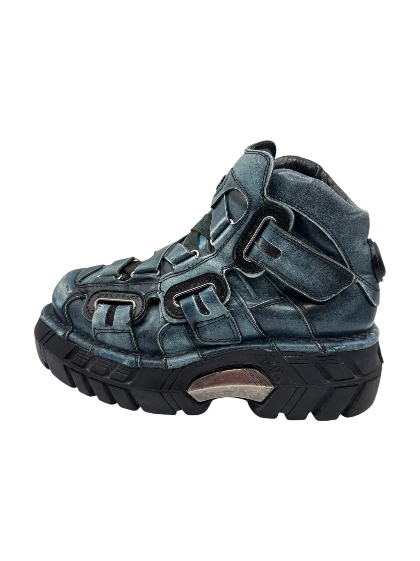 Vintage New Rock blue techno platform boots size 37