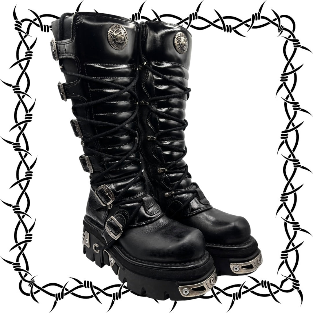 Vintage New Rock knee high reactor leather boots