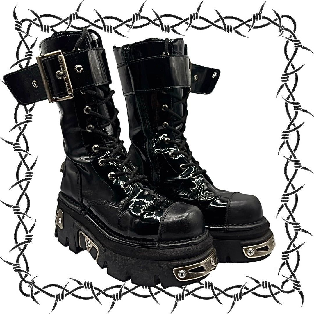 Vintage New Rock mid-calf reactor leather boots