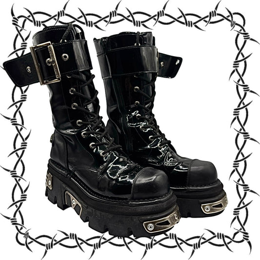 Vintage New Rock mid-calf reactor leather boots