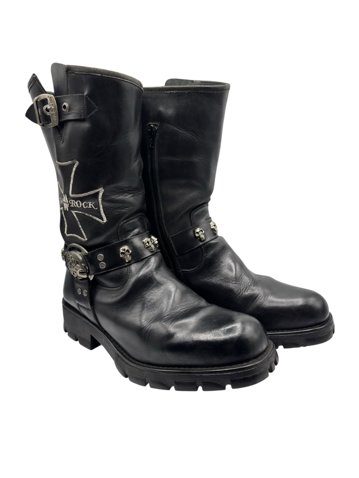 Vintage New Rock leather biker boots size 43