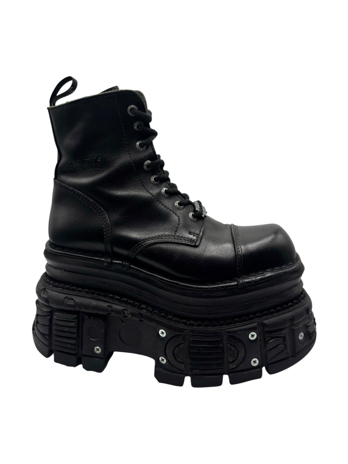 New Rock mega platform techno leather boots