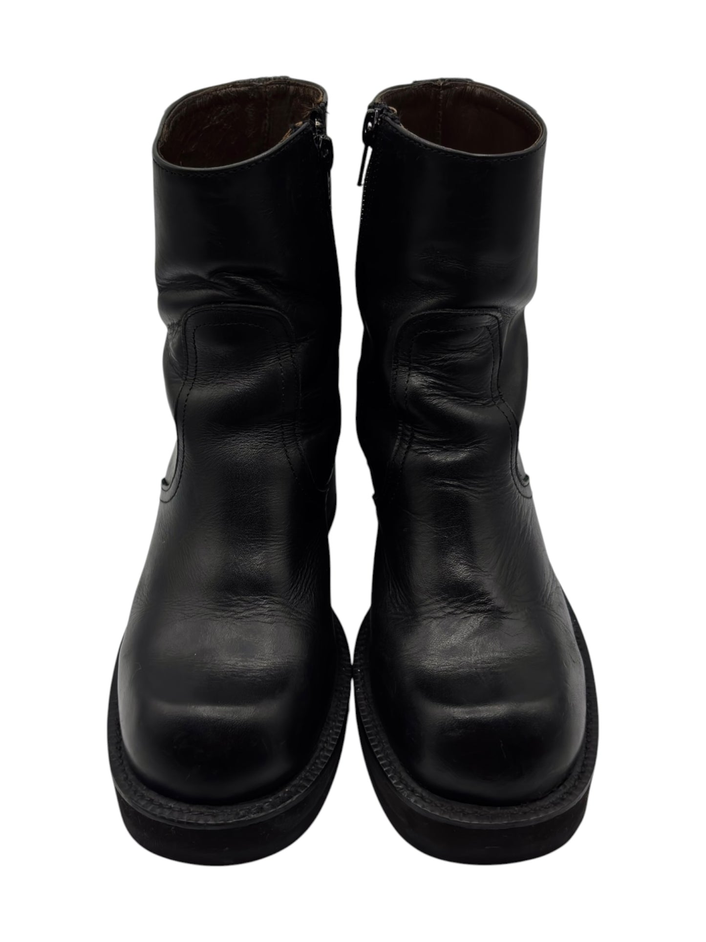 Vintage Destroy black block platform leather boots