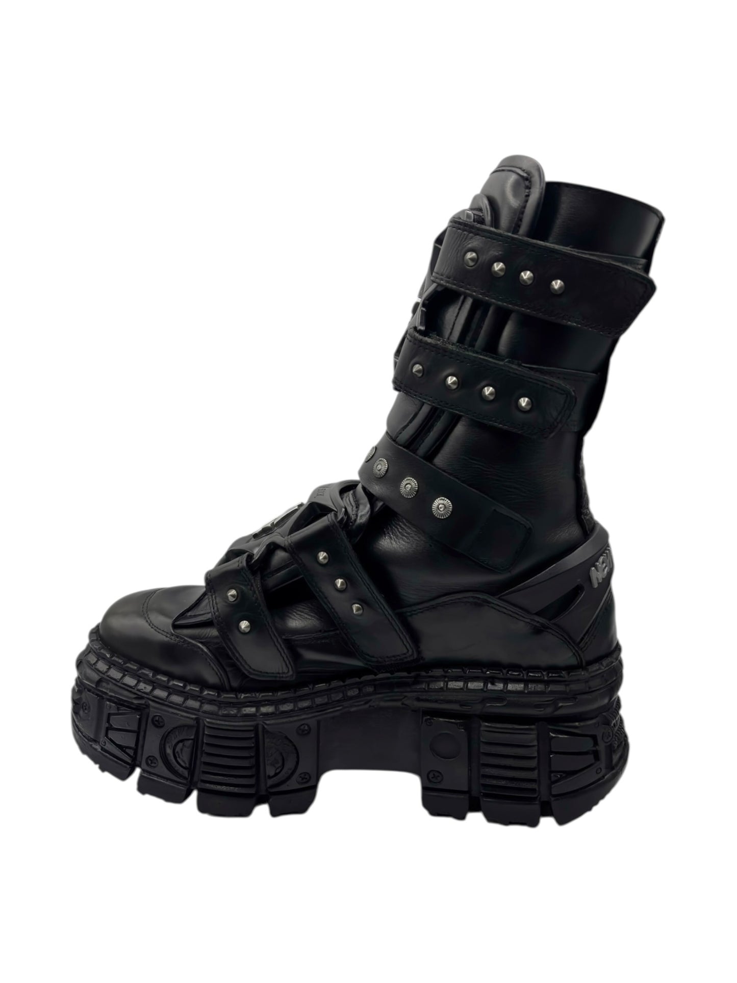 Vintage New Rock gamer leather platform boots size 43