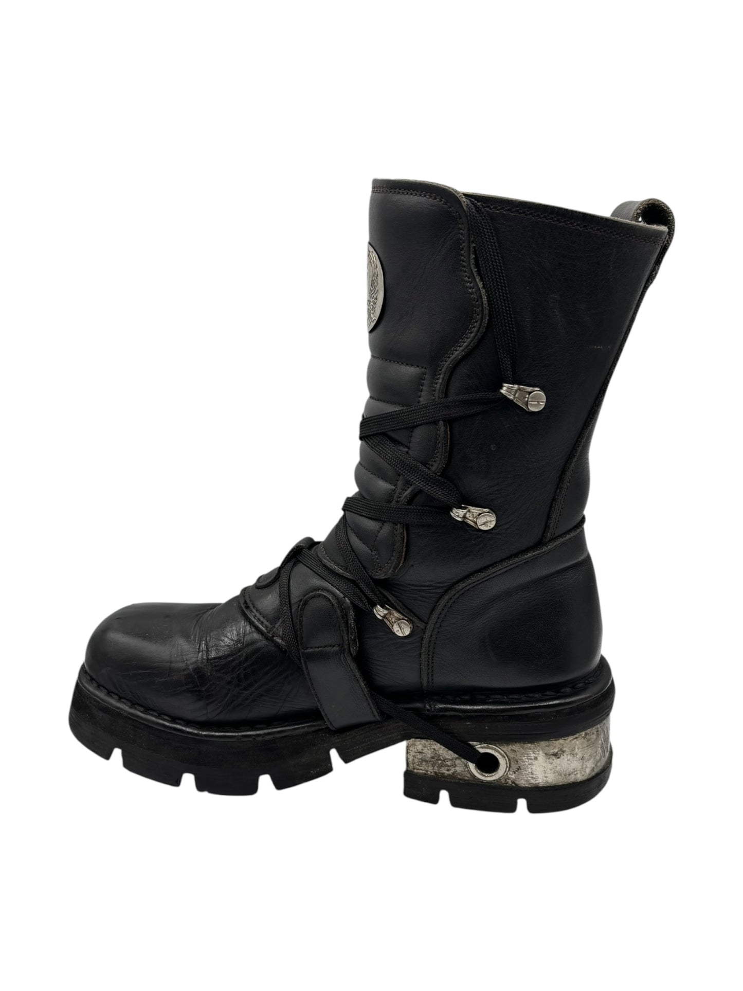 Vintage New Rock leather mid-calf boots from early 90s size 38