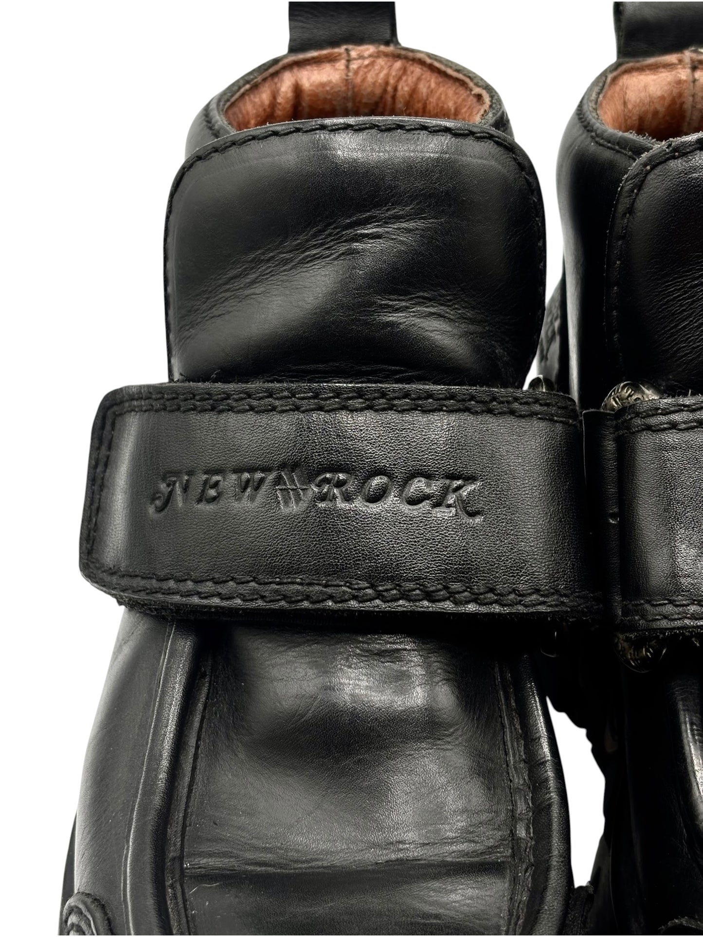 Vintage New Rock leather velcro strap platform boots