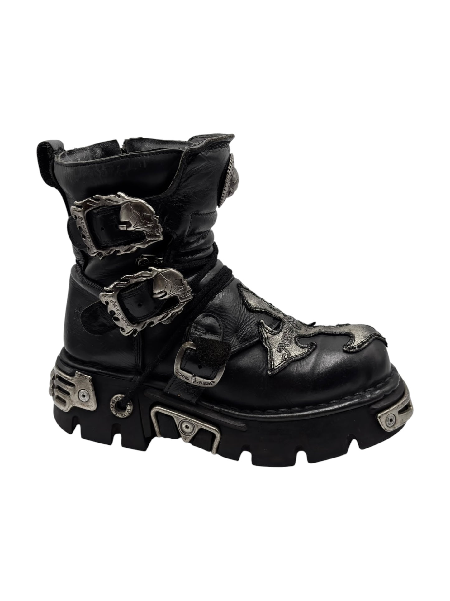 Vintage New Rock lace-up reactor leather platform boots