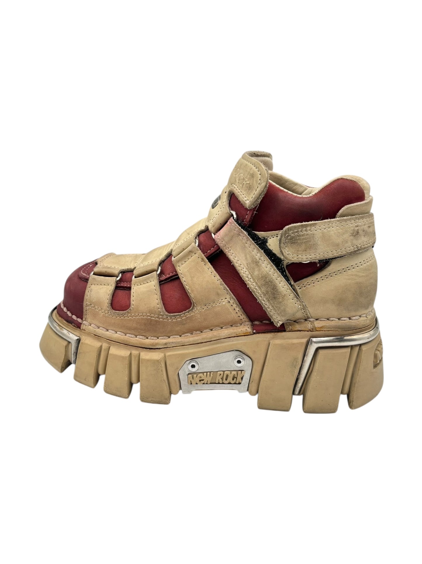 Vintage New Rock beige/red platform boots size 36