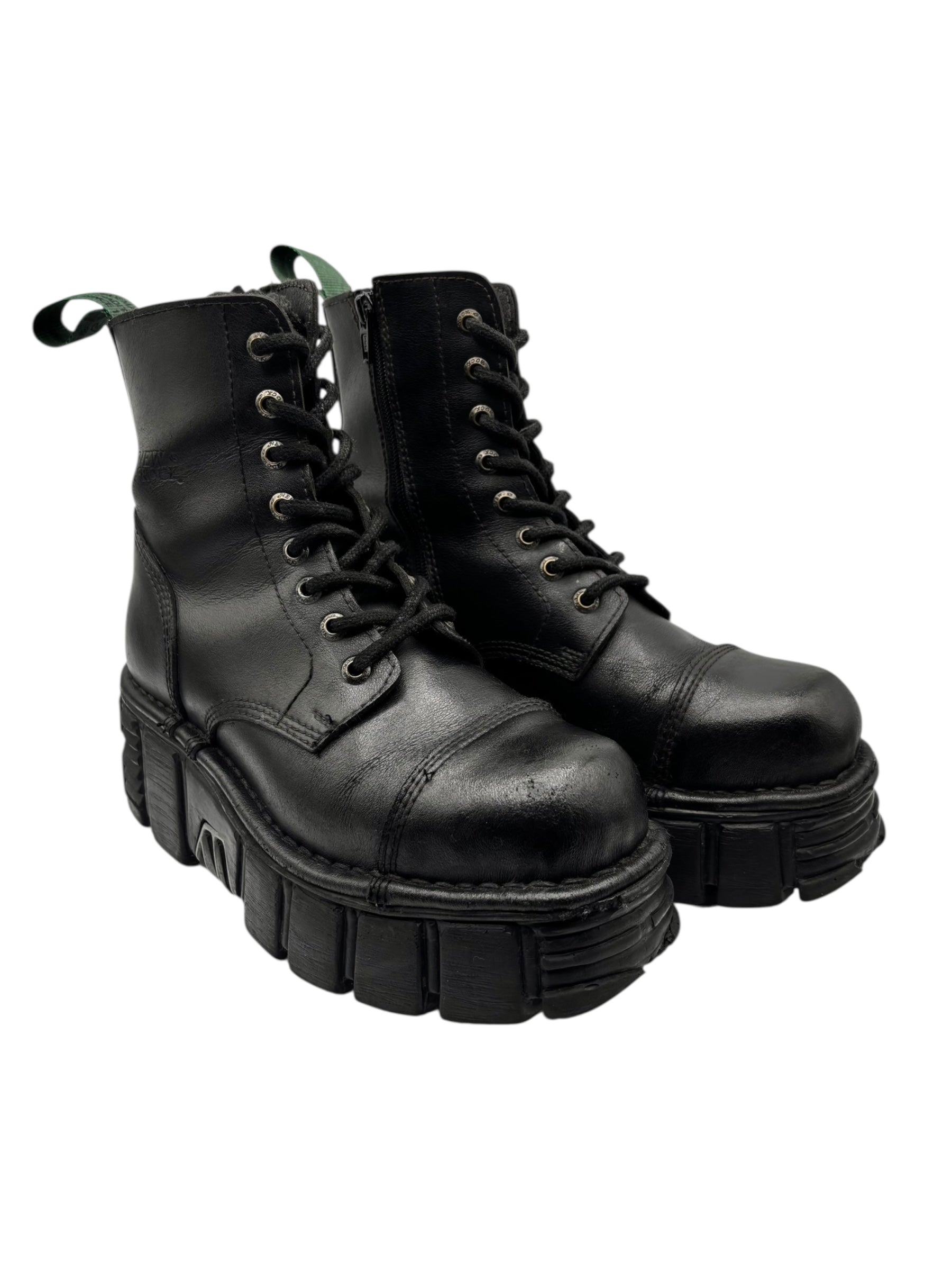 New Rock mili lace-up leather platform boots size 39