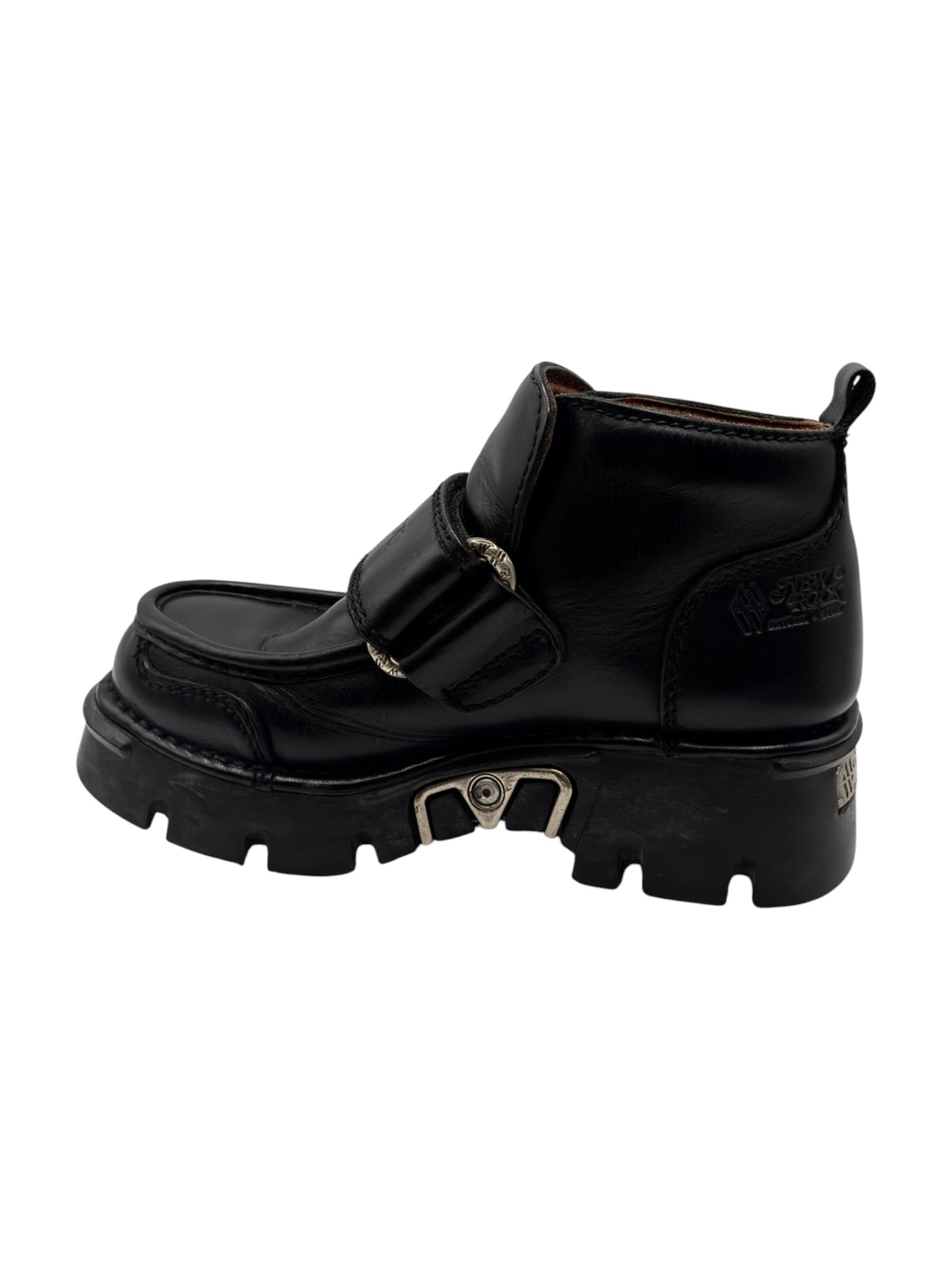 Vintage New Rock leather velcro strap platform boots