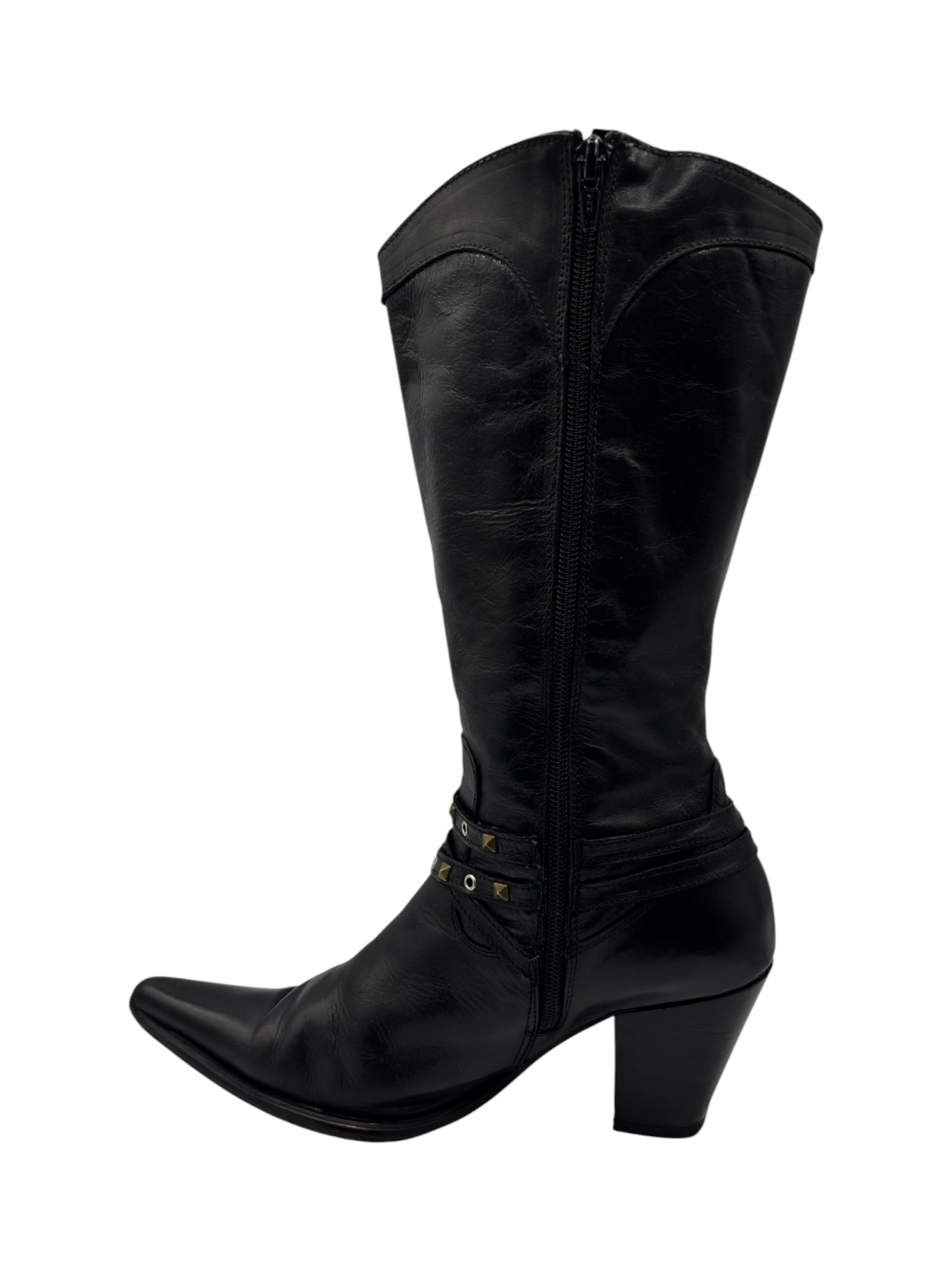 Vintage Destroy knee high pointy leather boots