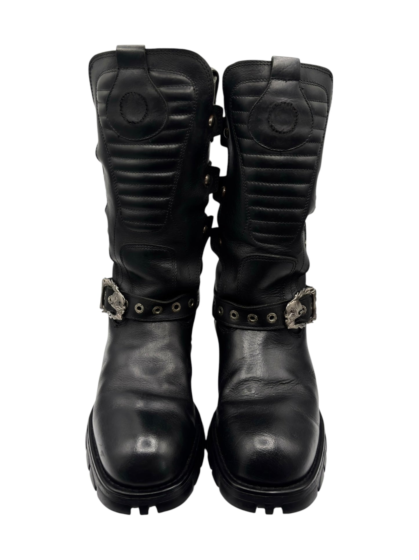 Vintage New Rock mid-calf leather biker boots